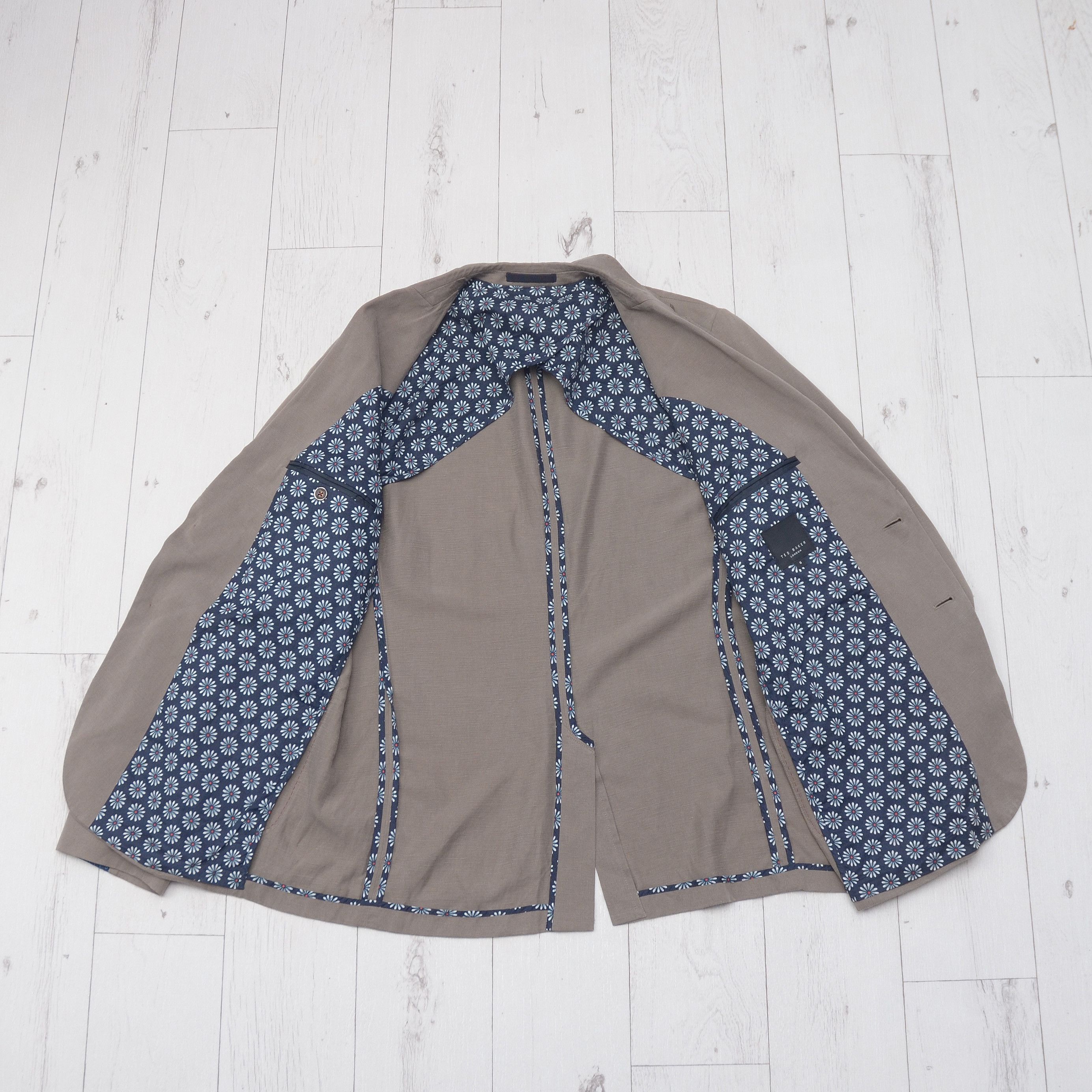 Ted Baker Ted Baker Casual Blazer Gray Lyocell Linen Flowers 54 EUR 6 Size 54R - 9 Thumbnail