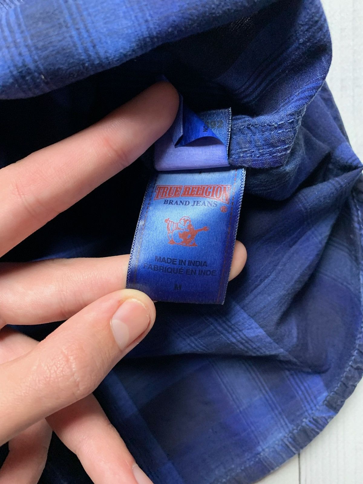 Vintage True religion plaid shirt size M blue rare