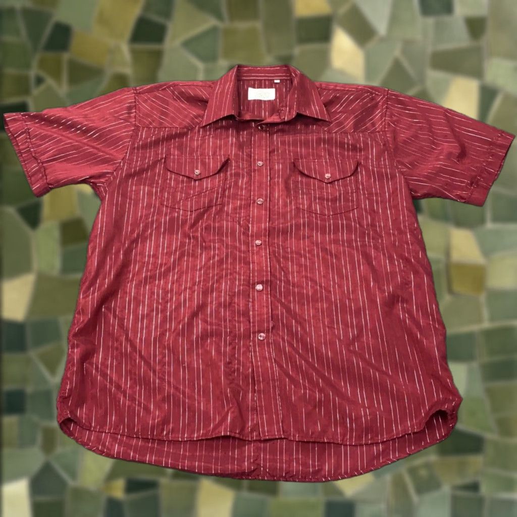 Vintage VINTAGE Gibson Trading Co Shirt XLT Red Pin Stripe Pearl Snap Western Rockabilly Men Size US XL / EU 56 / 4 - 1 Thumbnail