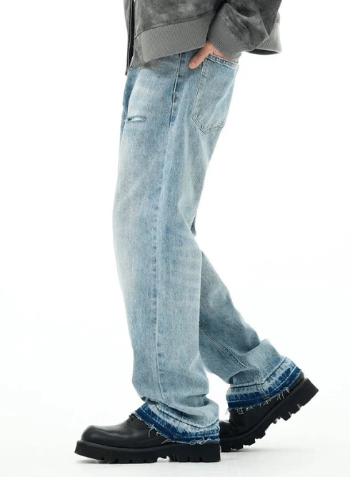 Japanese Brand × Jean Street washed straight loose versatile ripped jeans Size US 32 / EU 48 - 3 Thumbnail