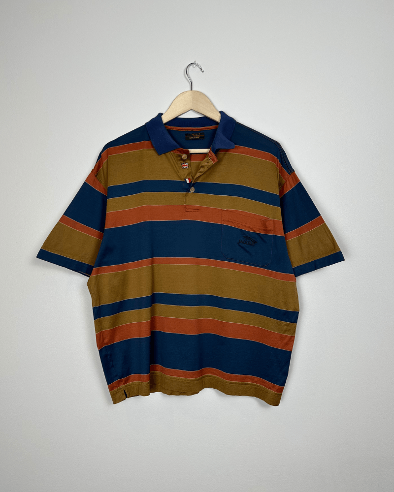 Vintage Vintage Jaguar Cars Men's Striped Boxy Polo T-Shirt - XL Size US XL / EU 56 / 4 - 2 Thumbnail