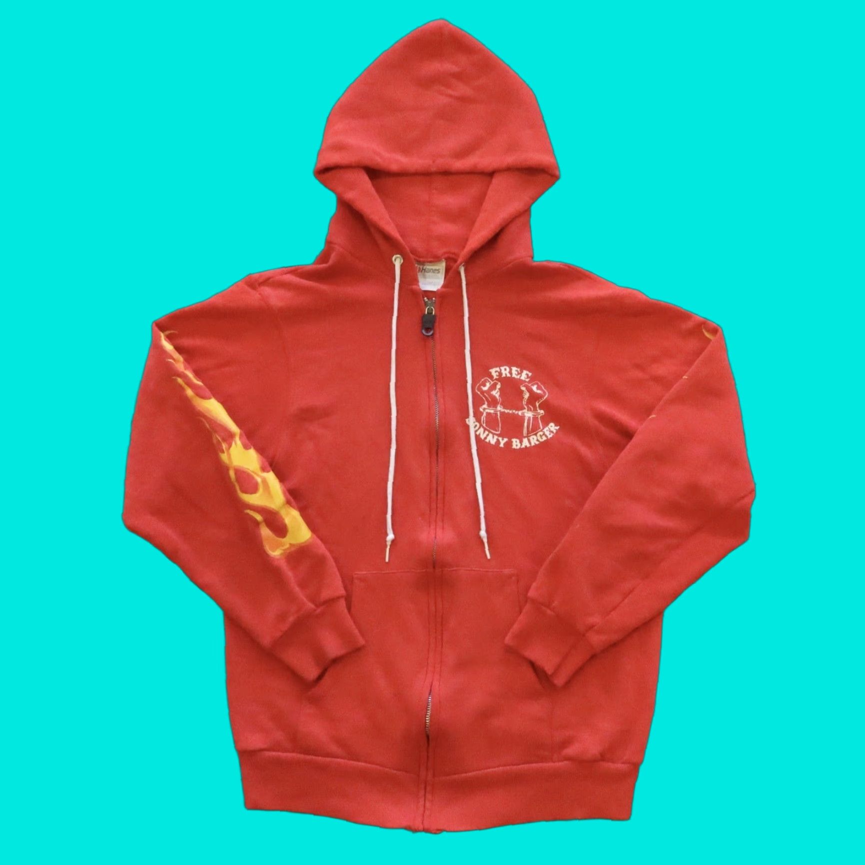 Hanes Vintage Hells Angel Zip Up Hoodie Sweatshirt Size S Red Men's Hanes Cotton Full Zip Swing Free Sonny Barger Era 70s 80s Style Mens Size US S / EU 44-46 / 1 - 1 Thumbnail