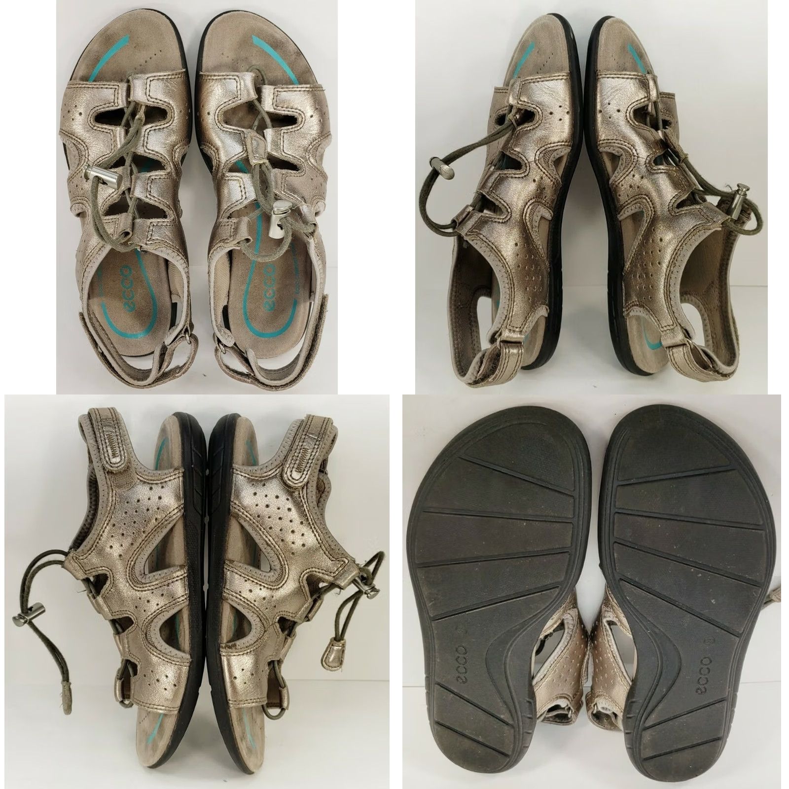 Ecco ECCO Gladiator Womens Pewter Toggle Metallic Slingback Sandals Size Size US 5.5 / IT 35.5 - 8 Thumbnail