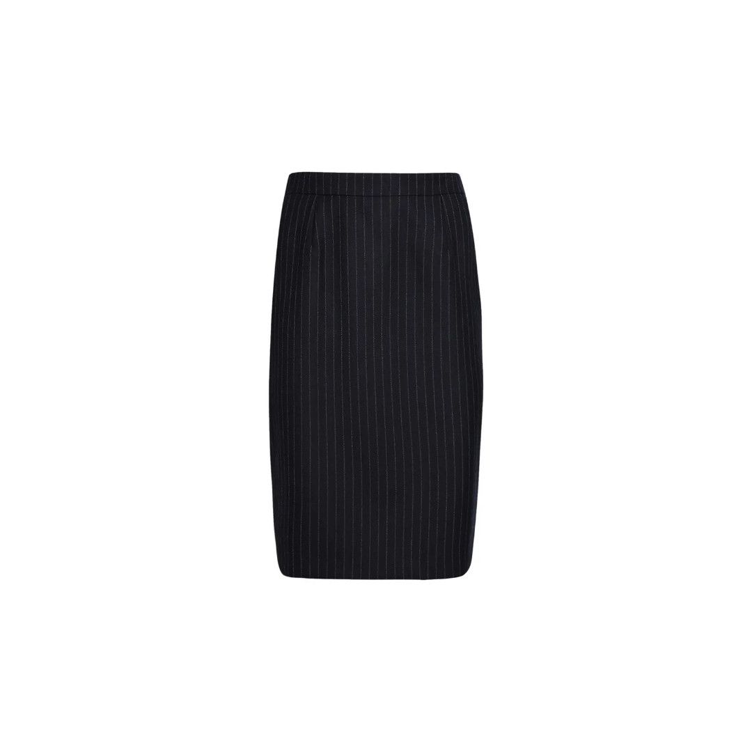 Saint Laurent Paris oc11z1125 Skirt Flanelle Rayure Rive in Blue Size 25" / US 0 / IT 36 - 1 Preview