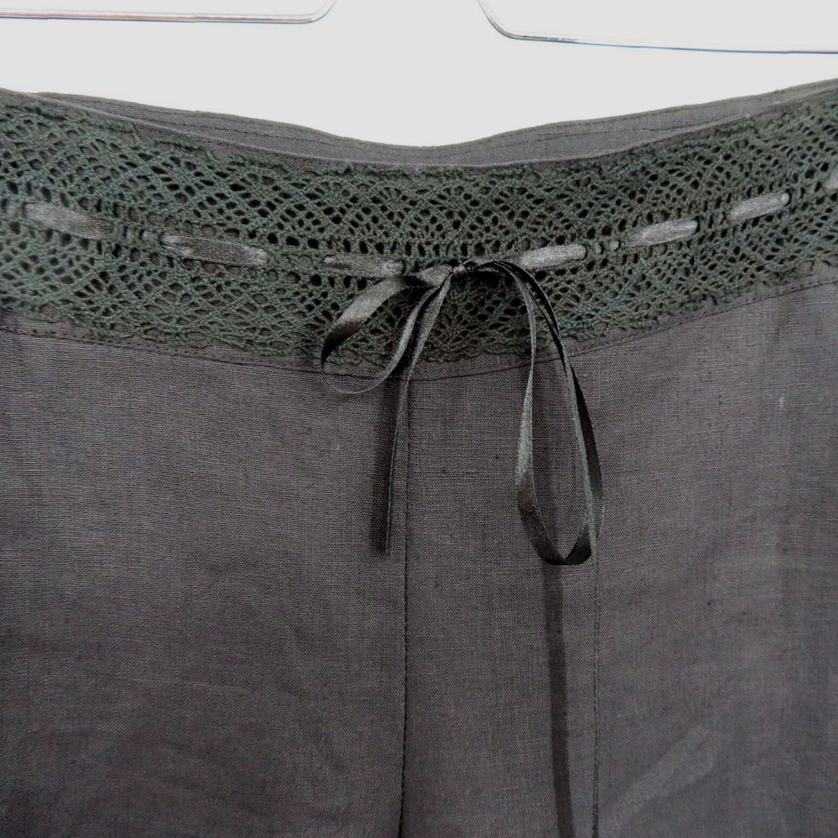 Vintage Edward Womens 8 Black Crocheted Linen Wide Leg Cropped Capri Pants NEW Size 30" / US 8 / IT 44 - 3 Thumbnail