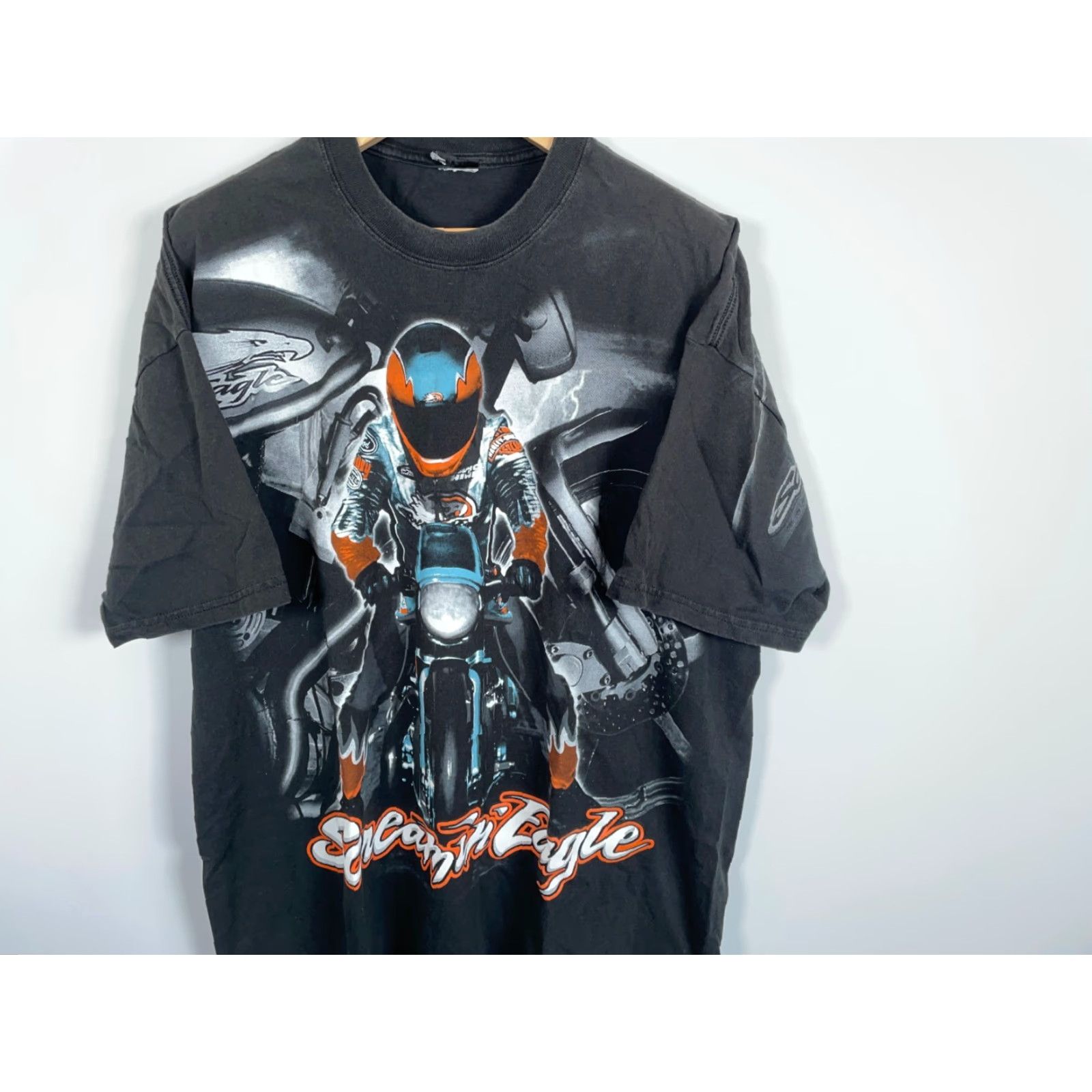 Harley Davidson VINTAGE Harley-Davidson T-Shirt 2XL Black Double Sided AOP 90s Biker City Outdoor Mens Size US XXL / EU 58 / 5 - 4 Thumbnail
