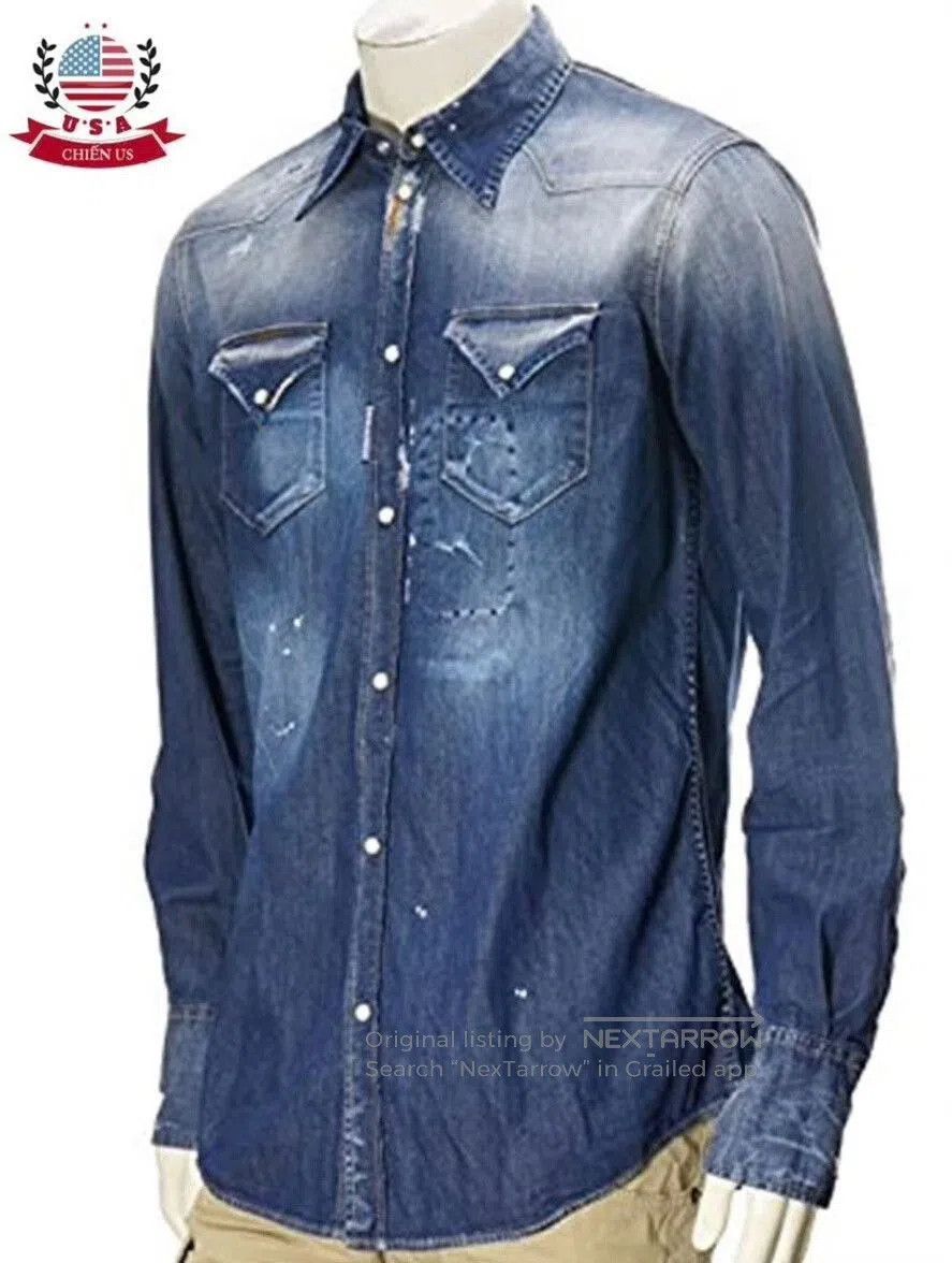 dsquared2 Men's Denim Shirt with Unique Details.
