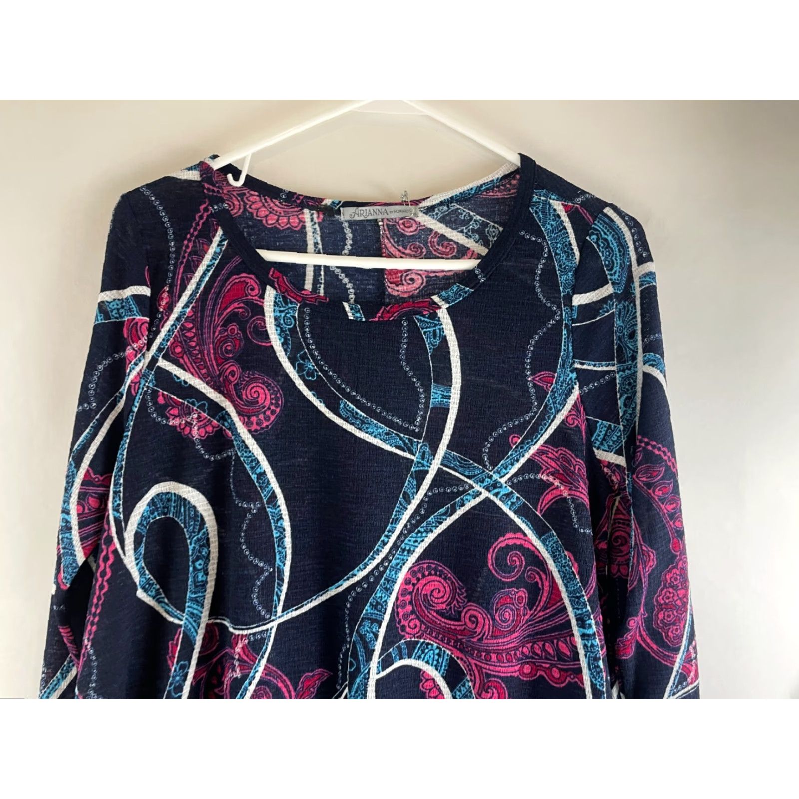 Vintage Arianna by Howard Dress Women's S/M Black Pink Blue Paisley Semi-sheer NWT Size S / US 4 / IT 40 - 3 Thumbnail