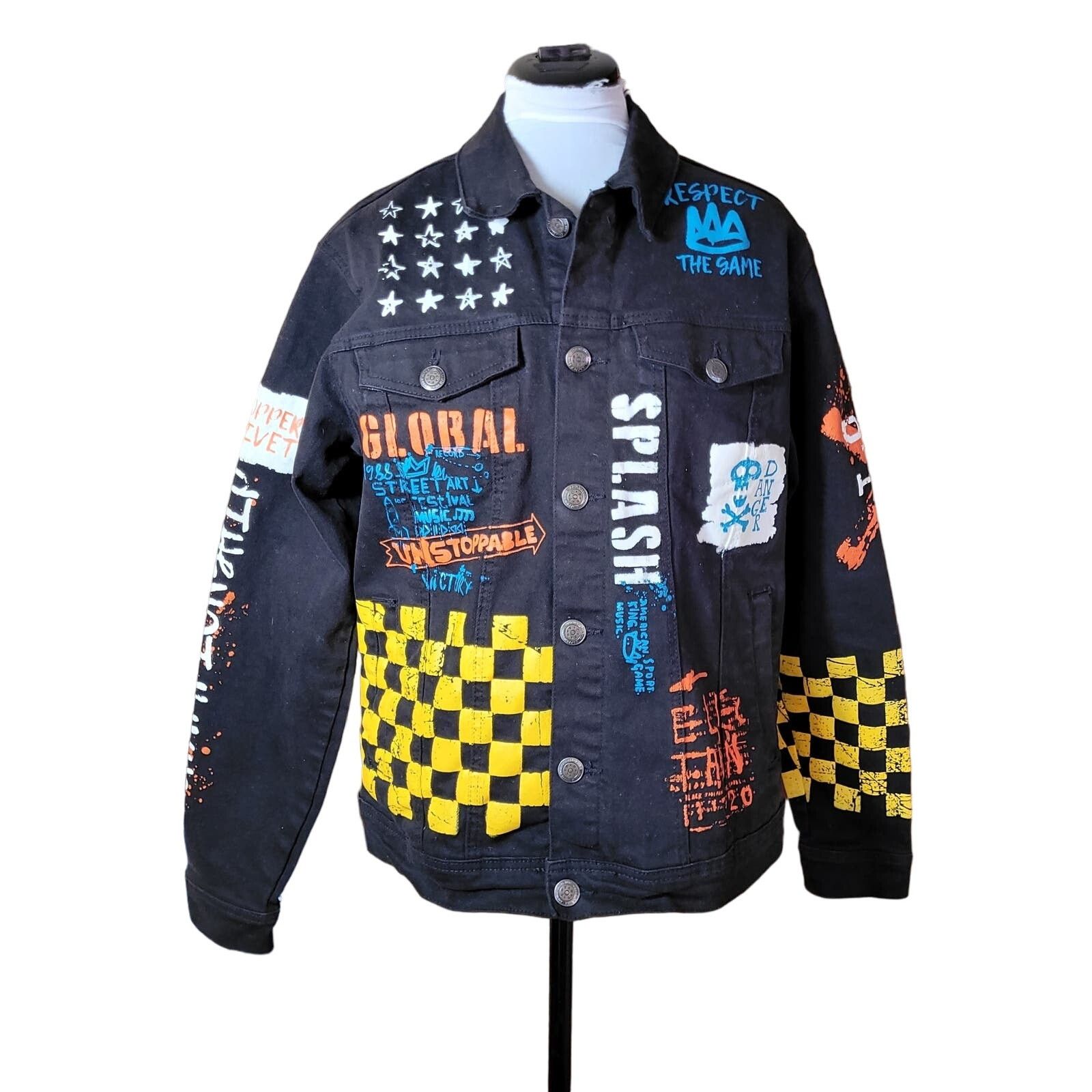 Other Copper Rivet Men's Denim Jacket M Streetwear Graffiti Black Size US M / EU 48-50 / 2 - 1 Thumbnail