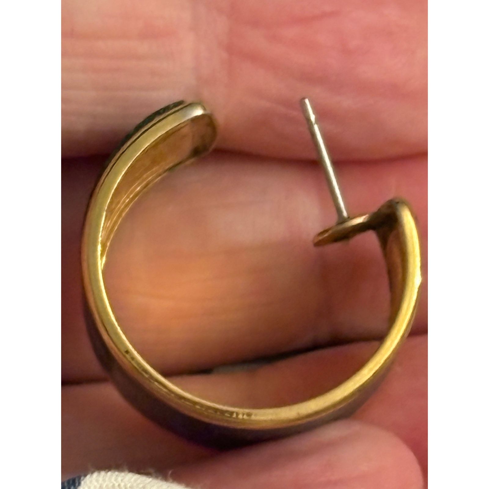 Other Vintage Monet Navy Enamel Gold Tone Hoop Earrings 1980s Size ONE SIZE - 11 Thumbnail