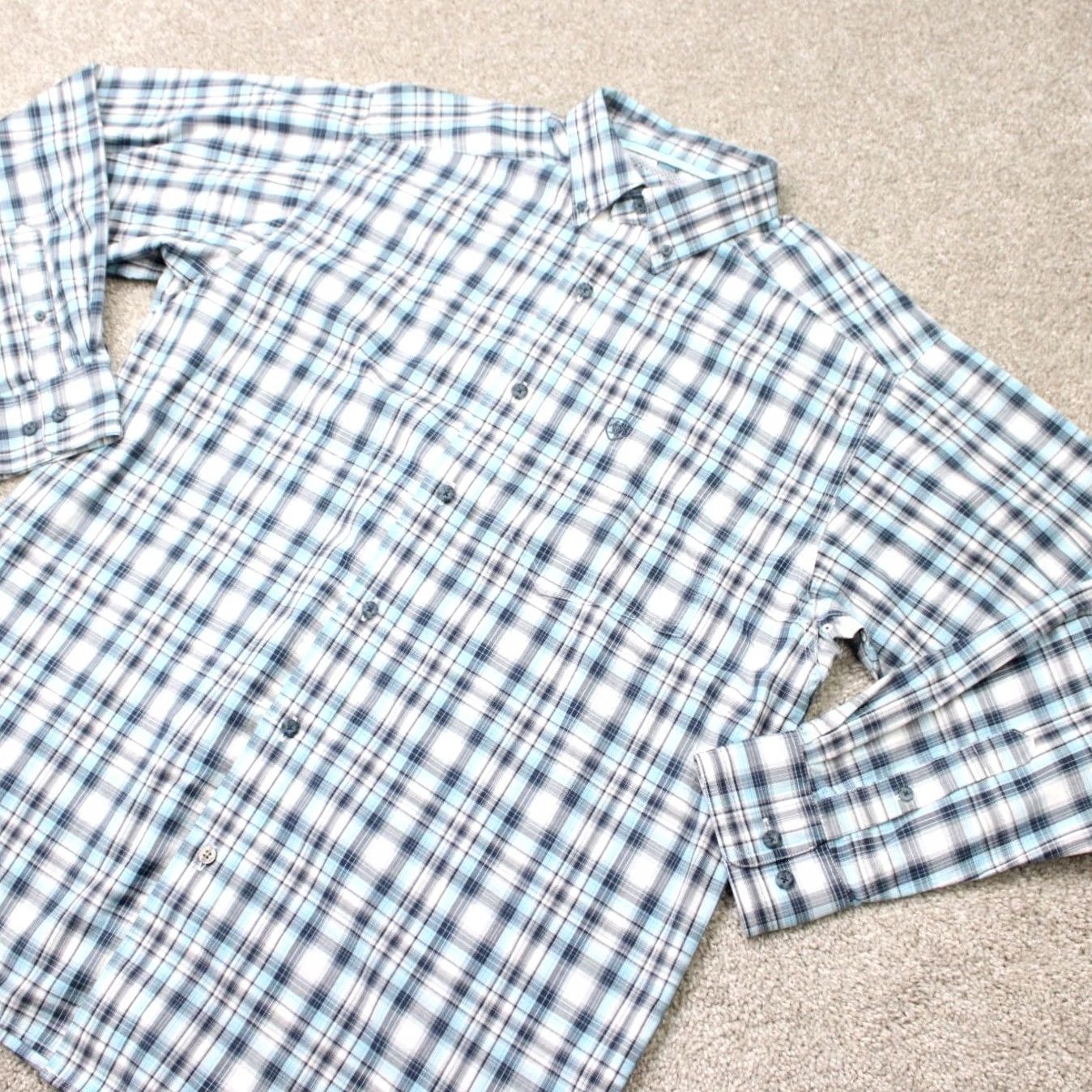 Ariat Ariat Pro Series Norbert Button-Up Blue Plaid Shirt Mens Medium Classic Fit Long Sleeve Size US M / EU 48-50 / 2 - 3 Thumbnail