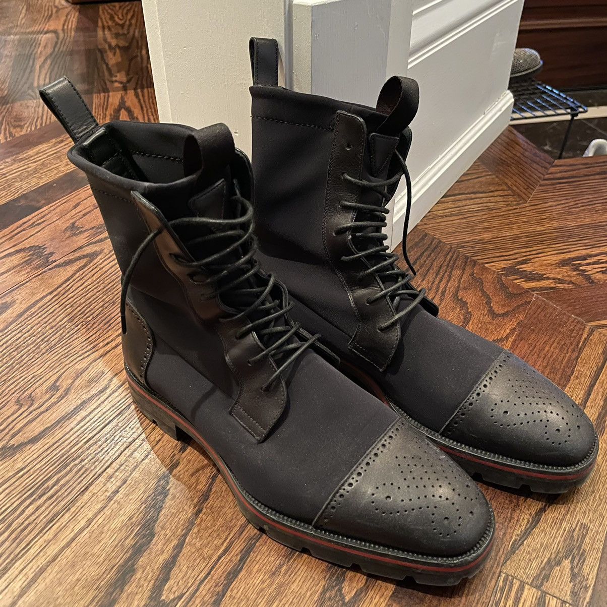 Christian Louboutin Navy Glove soft Nylon Boots Size US 7 / EU 40 - 4 Thumbnail