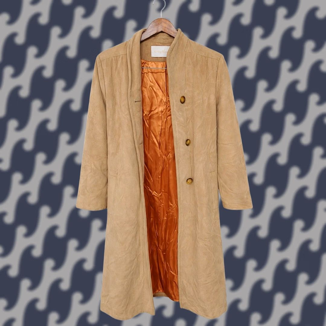 Vintage VINTAGE Betty Rose Coat Women Longline Faux Suede Trench Belted Beige Tan Lining Copper Satin 90s Y2K Womens Size M / US 6-8 / IT 42-44 - 1 Thumbnail