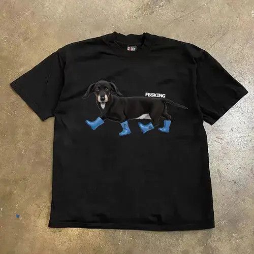 VIBE Black Loose Wear Heart Dog Print Short Sleeve Tee Size US L / EU 52-54 / 3 - 2 Thumbnail