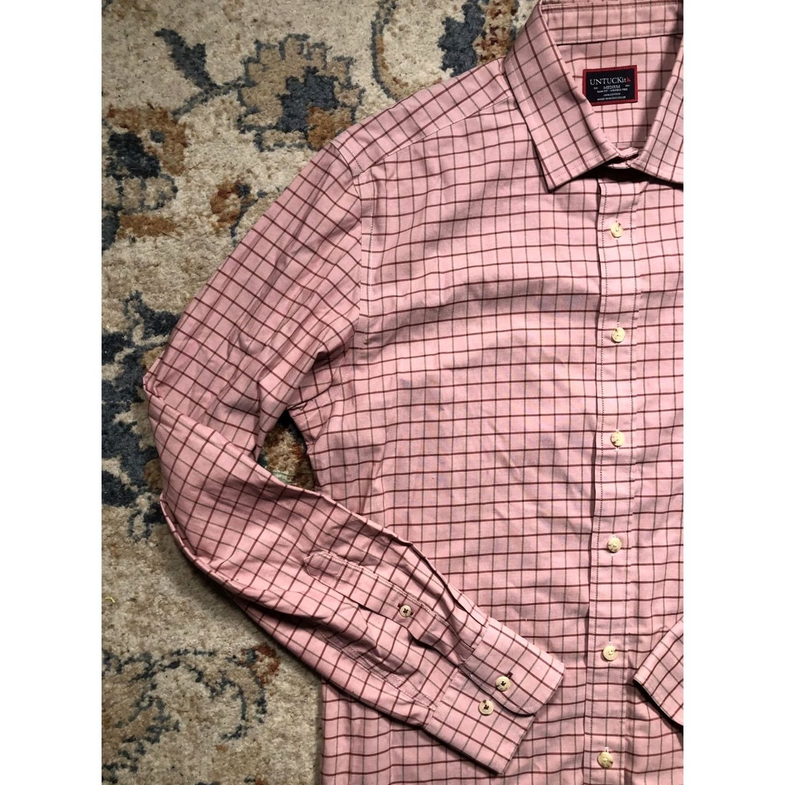 UNTUCKit UNTUCKit Shirt Mens Medium Pink Slim Fit Wrinkle Free Button Down Long Sleeve Size US M / EU 48-50 / 2 - 3 Thumbnail