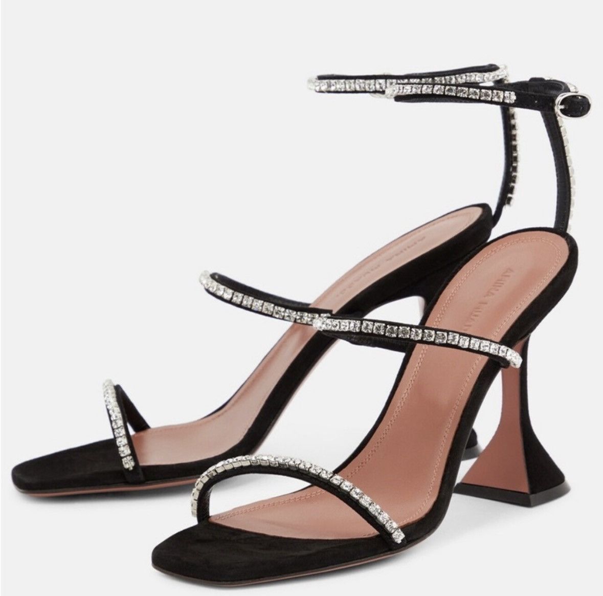 Amina Muaddi Amina Muaddi Gilda 95mm Rhinestone-Embellished Suede Sandals Size US 8 / IT 38 - 1 Thumbnail