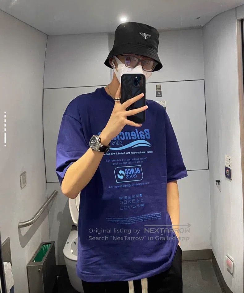 Balenciaga Balenciaga Blue Eco-Friendly Slogan Short Sleeve Size US S / EU 44-46 / 1 - 1 Thumbnail