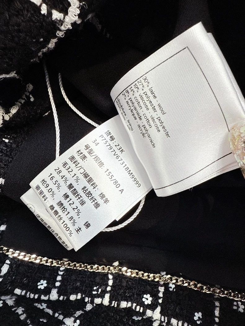 Chanel Chanel Black and White Checkered Embroidered Jacket Size S / US 4 / IT 40 - 7 Thumbnail