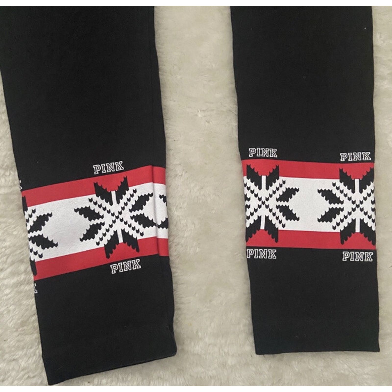 Victoria's Secret PINK Victorias Secret Black Leggings Yoga Snowflake Lounge Size 24" / US 00 / IT 34 - 4 Thumbnail