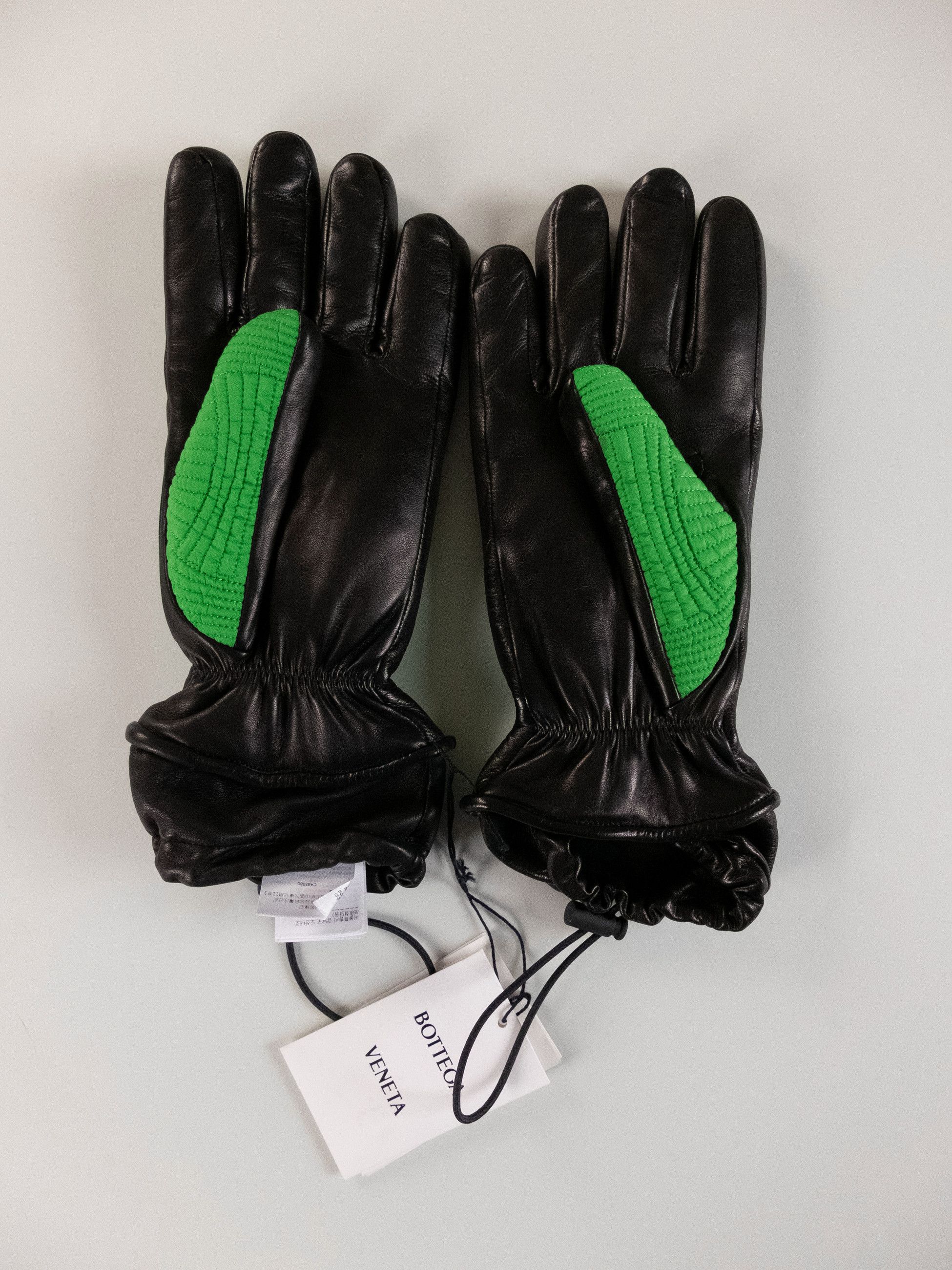 Bottega Veneta BOTTEGA VENETA black & green leather gloves 9 Medium q Size ONE SIZE - 3 Thumbnail