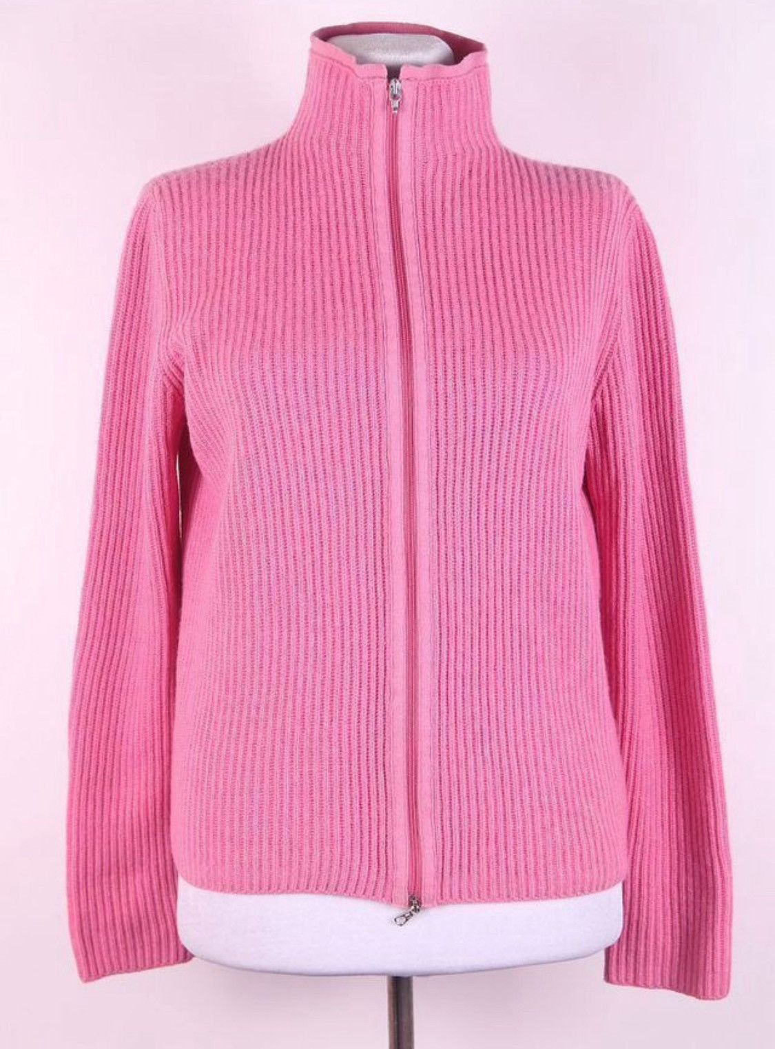Brunello Cucinelli Brunello Cucinelli Baby Pink Cashmere Zip Up Cardigan Sweat Size M / US 6-8 / IT 42-44 - 1 Thumbnail