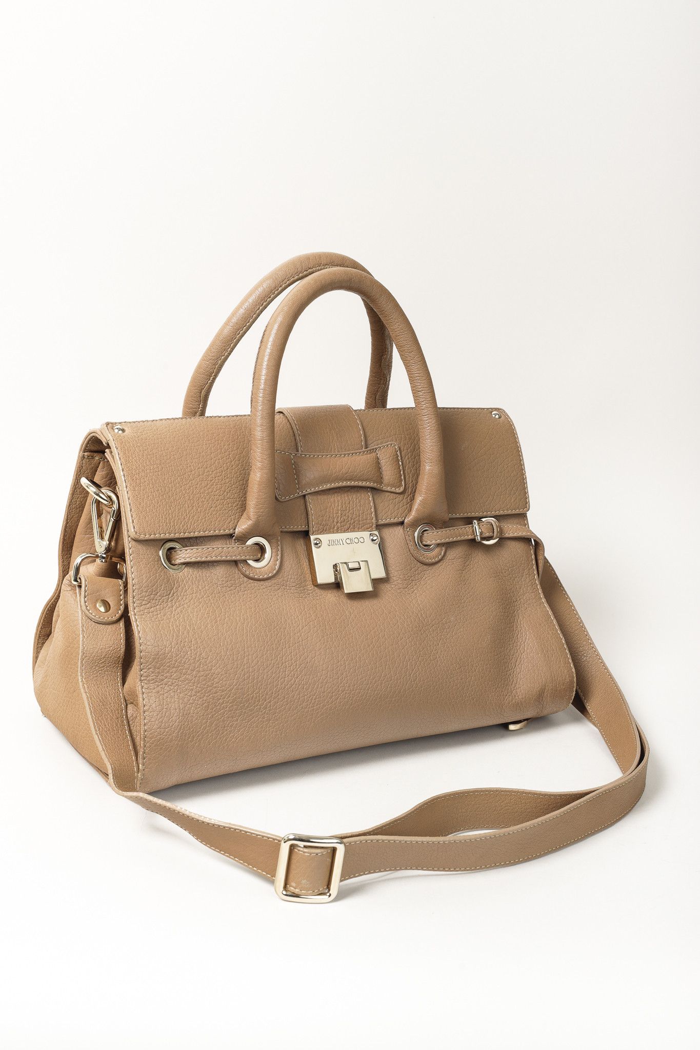 Jimmy Choo Jimmy Choo Grainy Calf Large Rosalie Satchel Bag in Nude Size ONE SIZE - 6 Thumbnail
