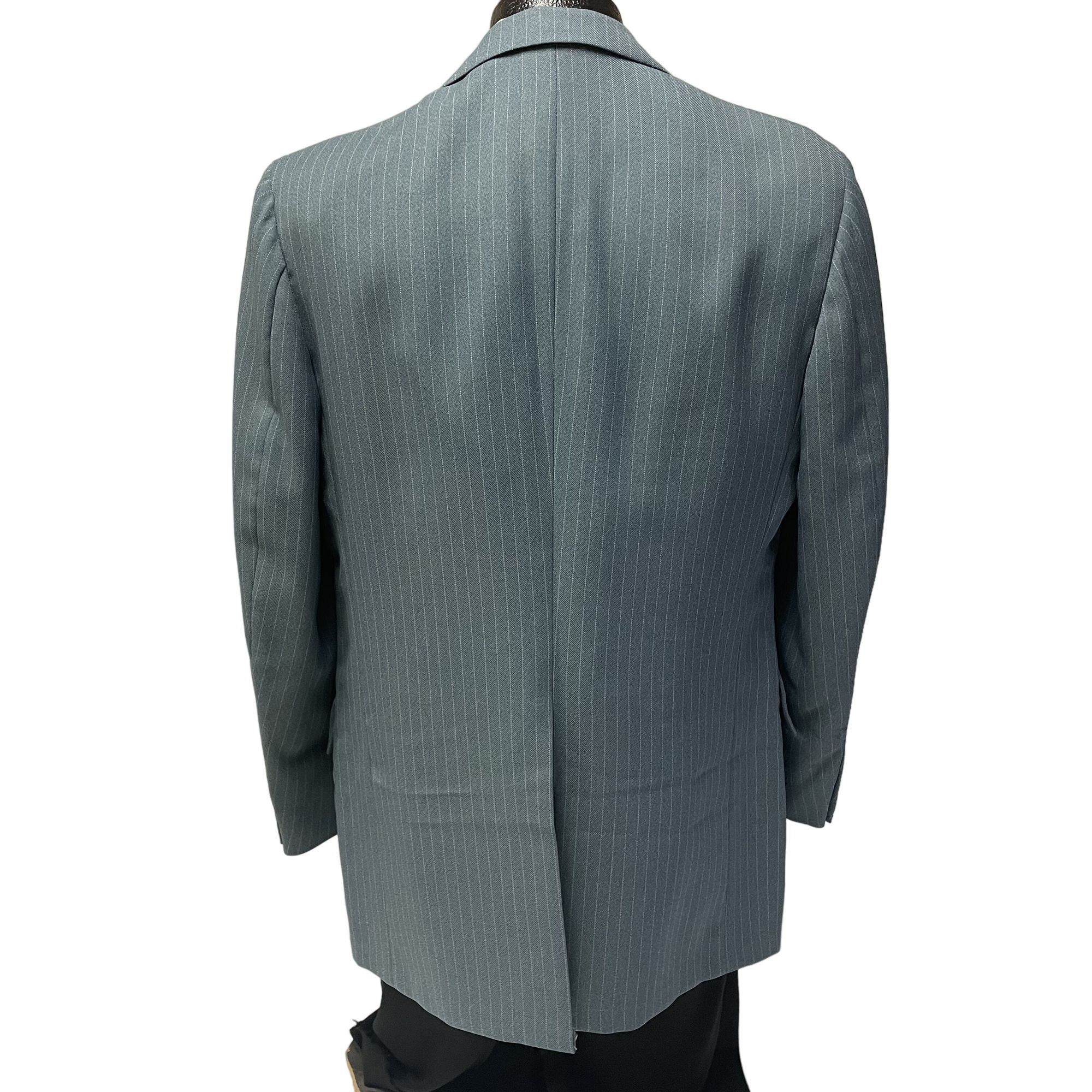 Other Vtg Rodneys Blue MOD Sport Coat CHALK STRIPE Disco Jacket Size 42R - 3 Thumbnail