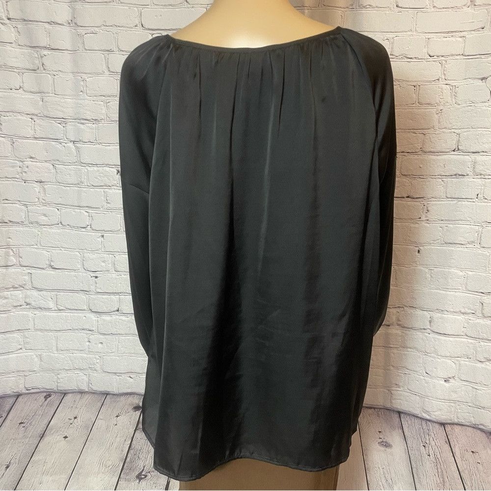 Vince Camuto Vince Camuto Black Satin Keyhole Peasant Long Sleeve Top Si Size XL / US 12-14 / IT 48-50 - 5 Thumbnail