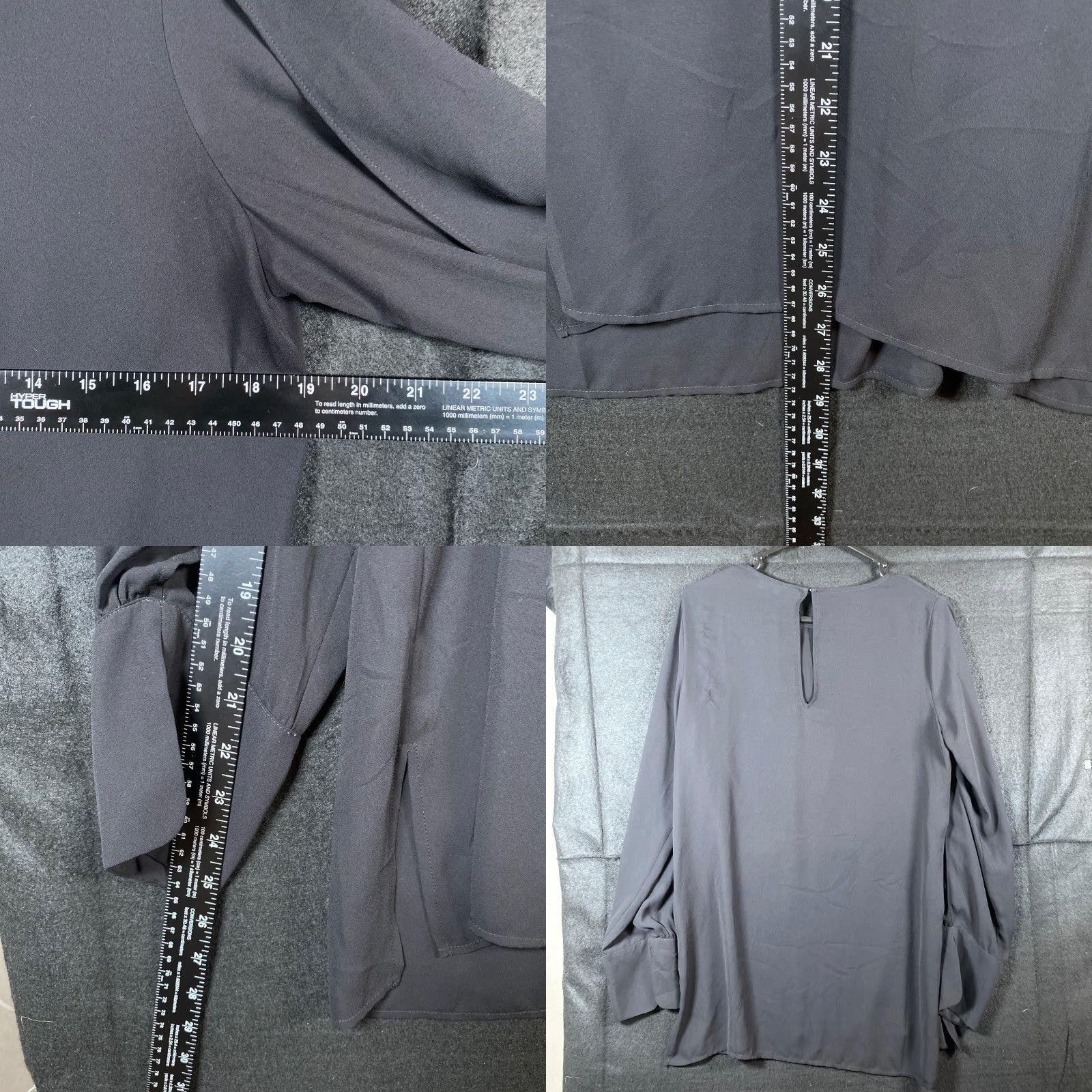 Express Express Blouse Black Sheer V Slit Open Long Sleeve Polyester Medium Women Size M / US 6-8 / IT 42-44 - 8 Thumbnail