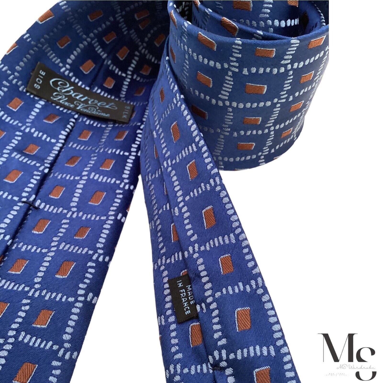 Charvet CHARVET PLACE VENDÔME Blue Geometric Silk Tie Made In France Size ONE SIZE - 4 Thumbnail