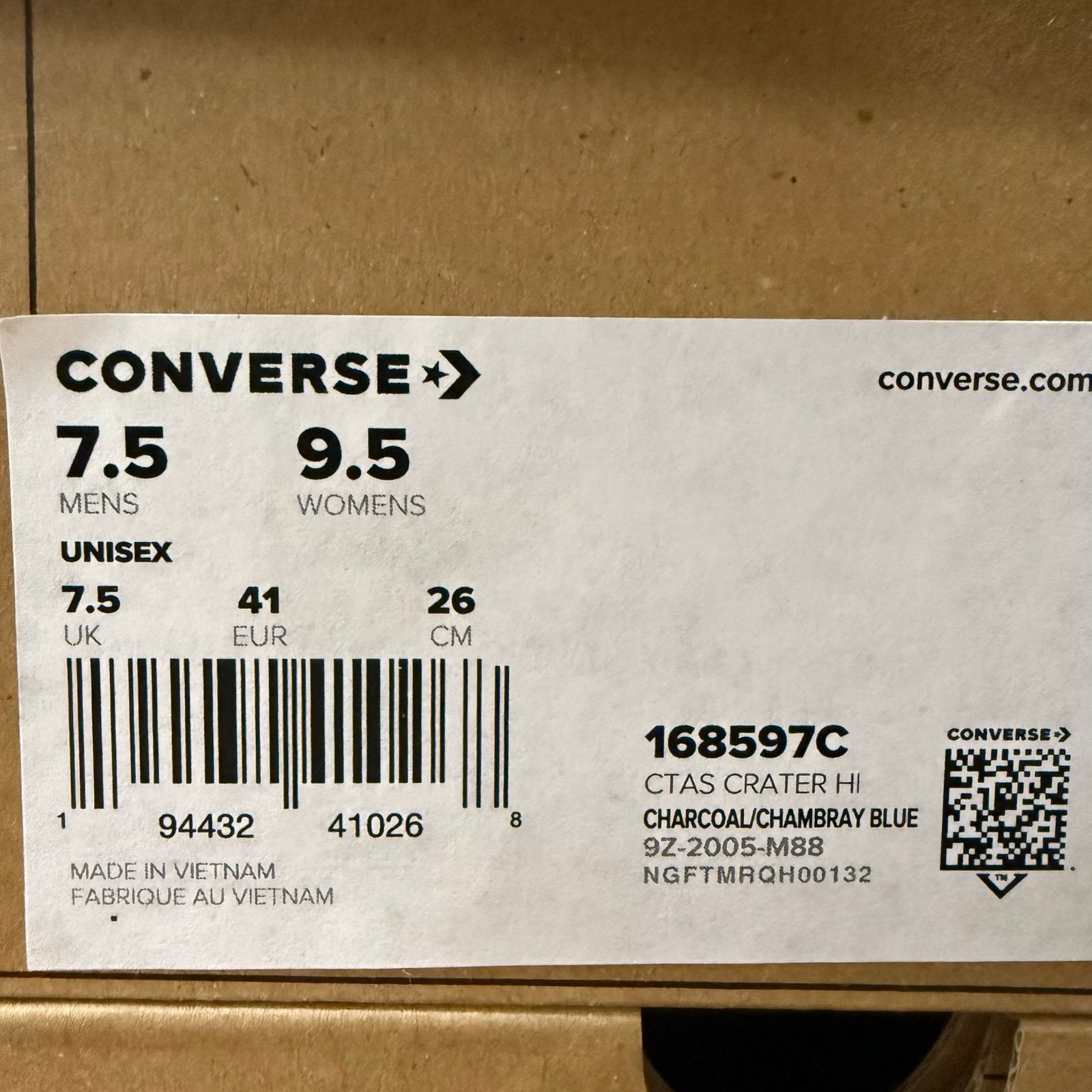Converse CONVERSE WOMEN’S 6 CHUCK TAYLOR ALL STAR CRATER HI CHARCOAL Size US 6 / IT 36 - 6 Thumbnail