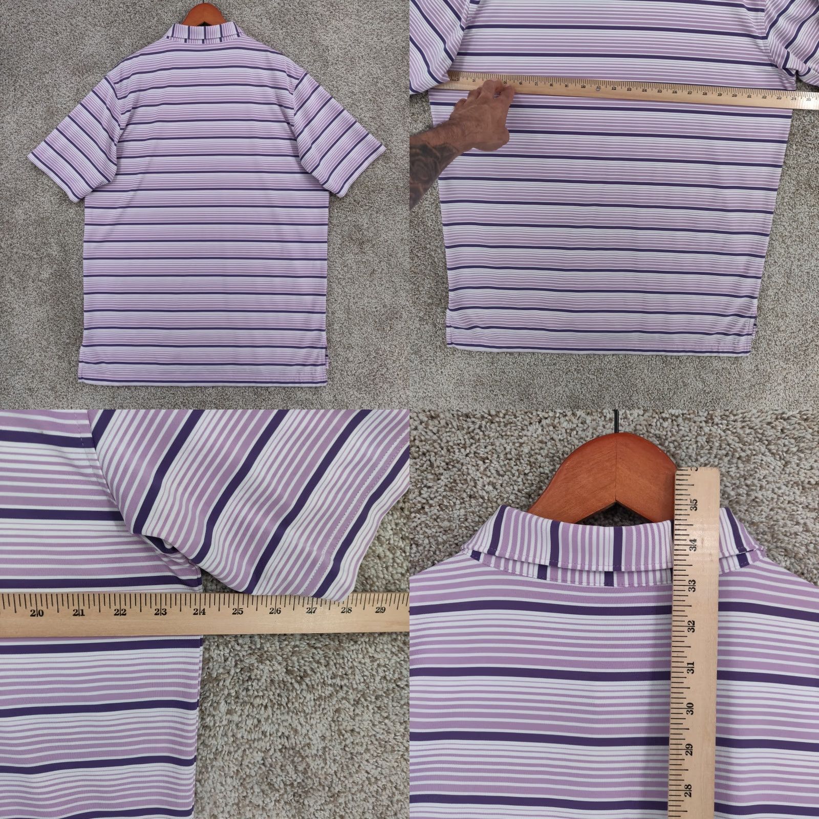 Peter Millar Peter Millar Summer Comfort Polo Shirt Mens Large Purple Striped Golf Shirt Size US L / EU 52-54 / 3 - 8 Thumbnail