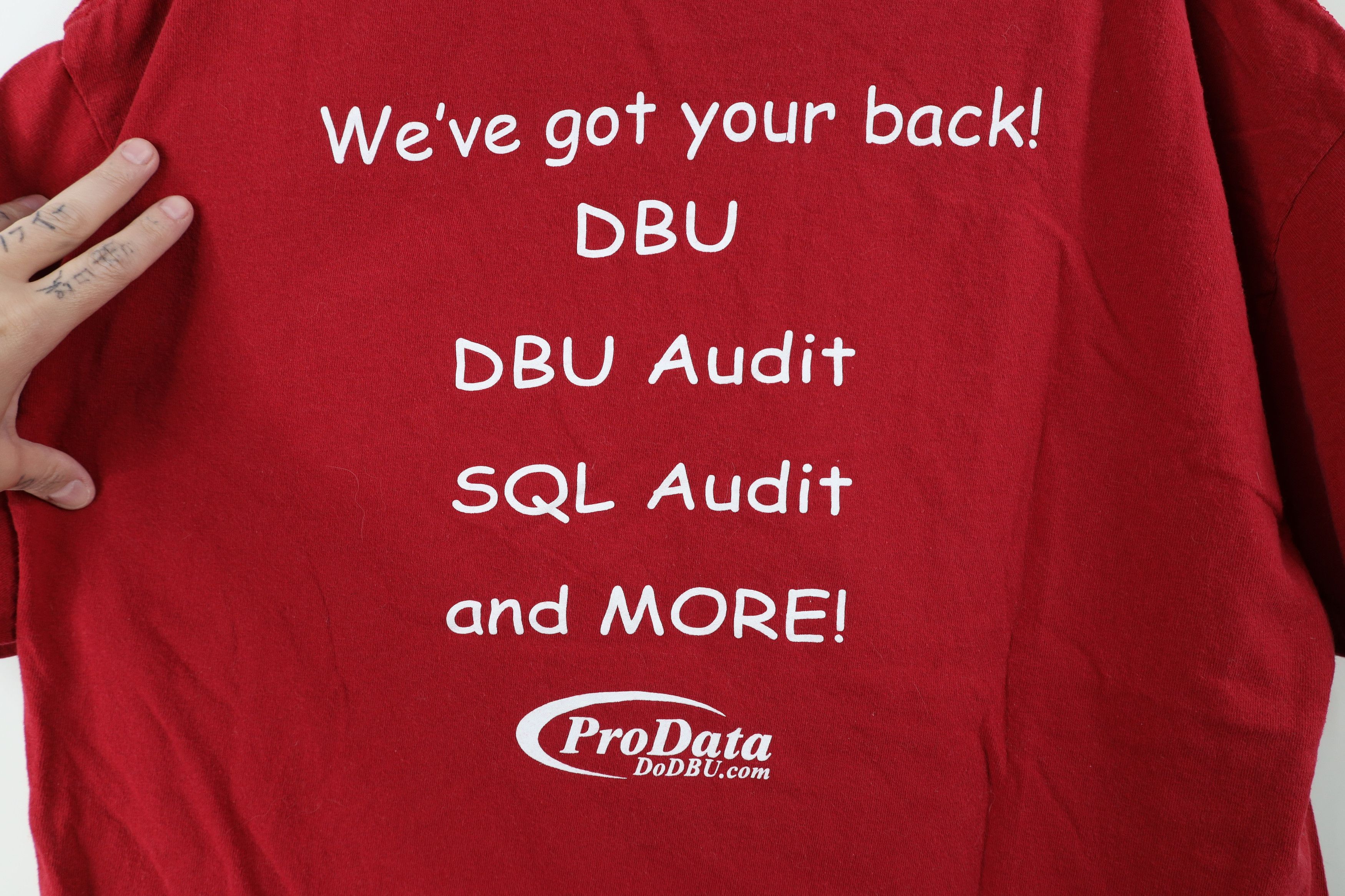 Vintage Vintage Data DBU Database Utility Audit T-Shirt Red Cotton Size US XL / EU 56 / 4 - 7 Thumbnail
