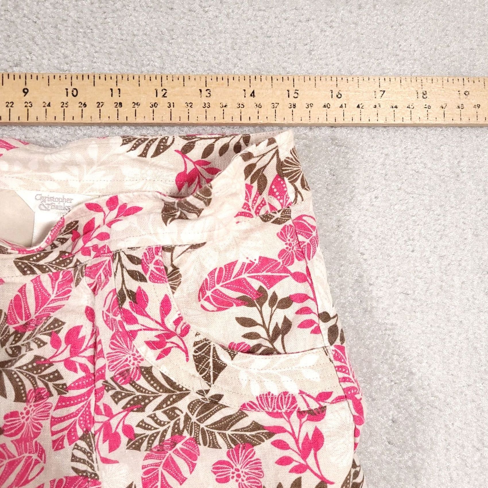 Vintage Christopher & Banks Skirt Women's 10 Floral Linen Blend Zip Lined Below The Knee Amazing Core Rules Size 32" / US 10 / IT 46 - 7 Thumbnail