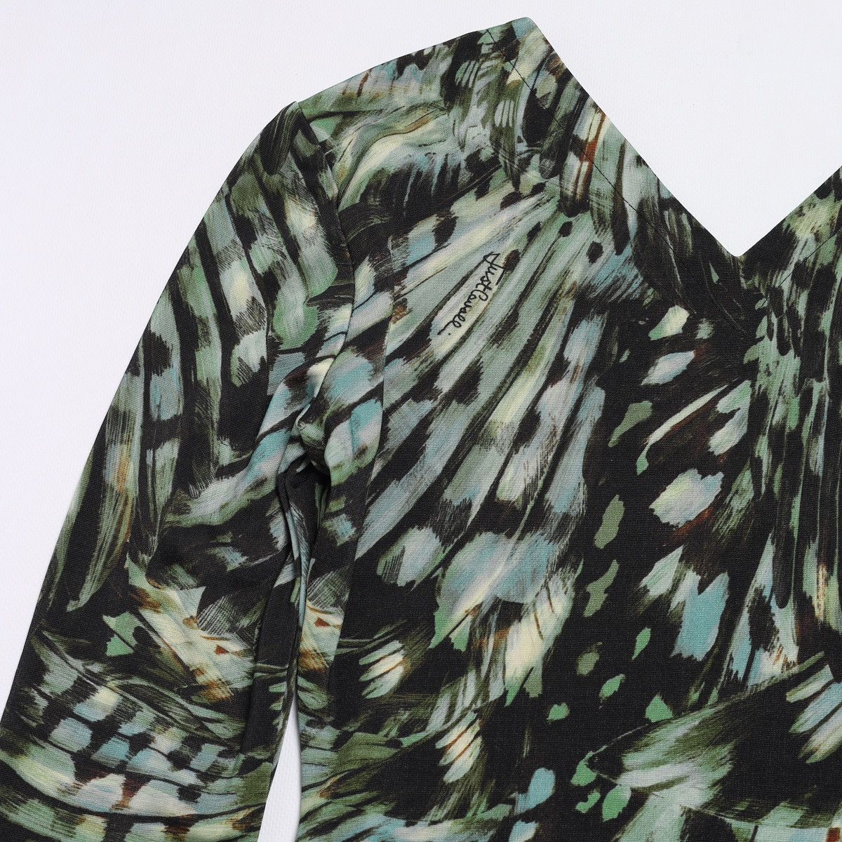 Just Cavalli Just Roberto Cavalli Feather Print Green Jungle Floral Top Size M / US 6-8 / IT 42-44 - 13 Thumbnail