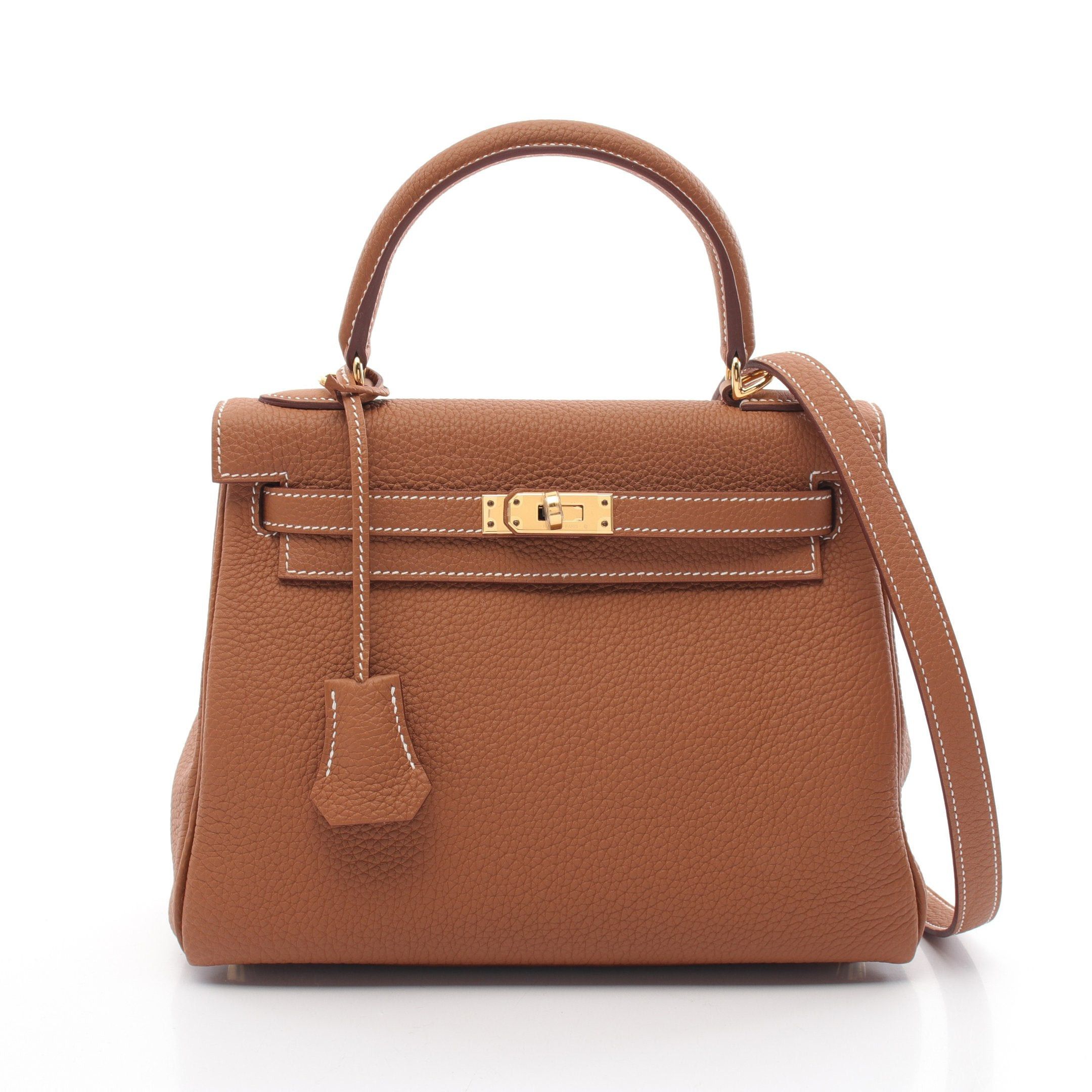 Hermes Hermes Kelly 25 Gold Handbag Togo Brown Hardware Inner Stitch Double Engraved Size ONE SIZE - 1 Thumbnail