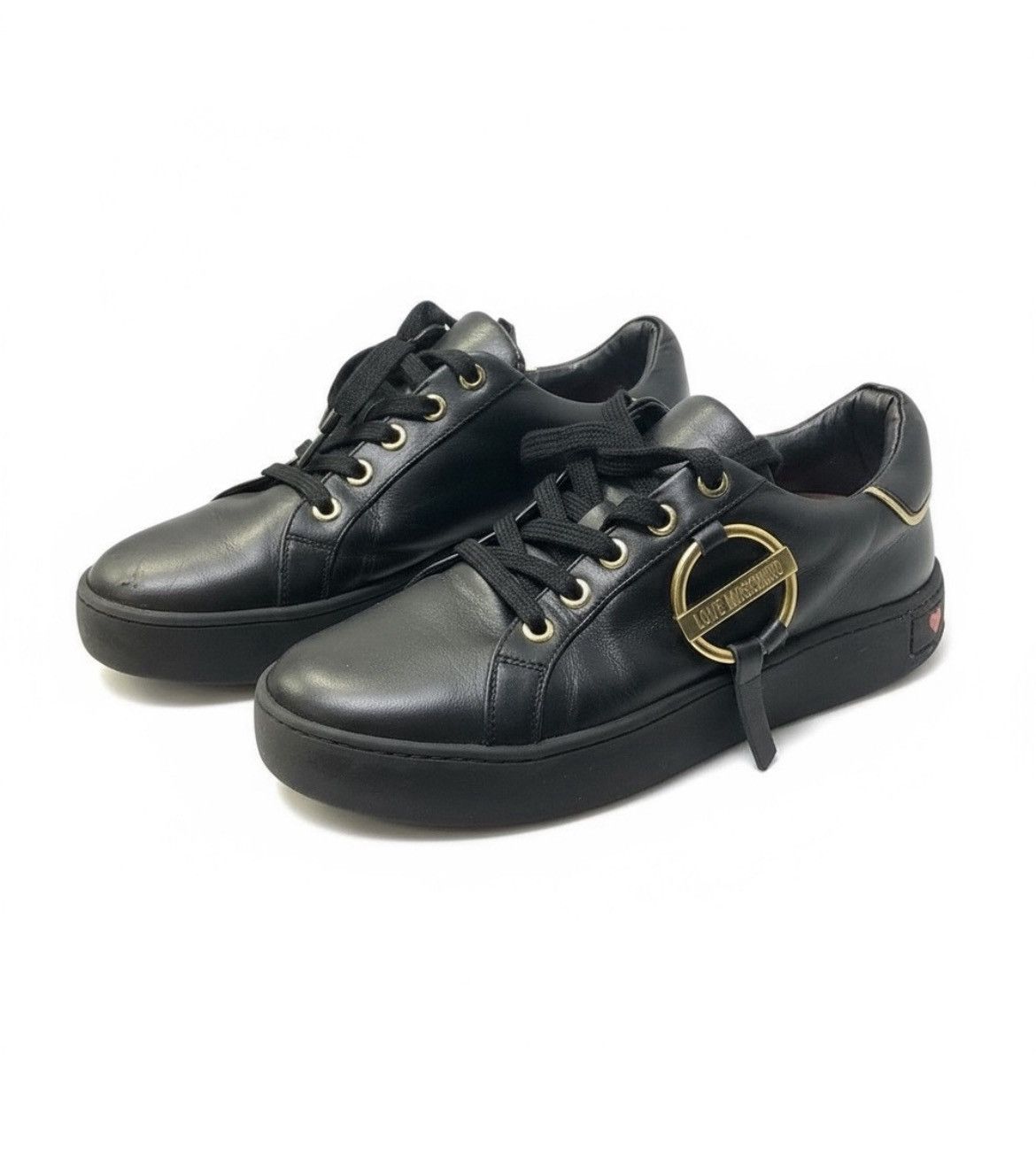 Moschino Love Moschino Black Gold Heart Sneakers Sz 39 EU Size US 8.5 / IT 38.5 - 1 Thumbnail