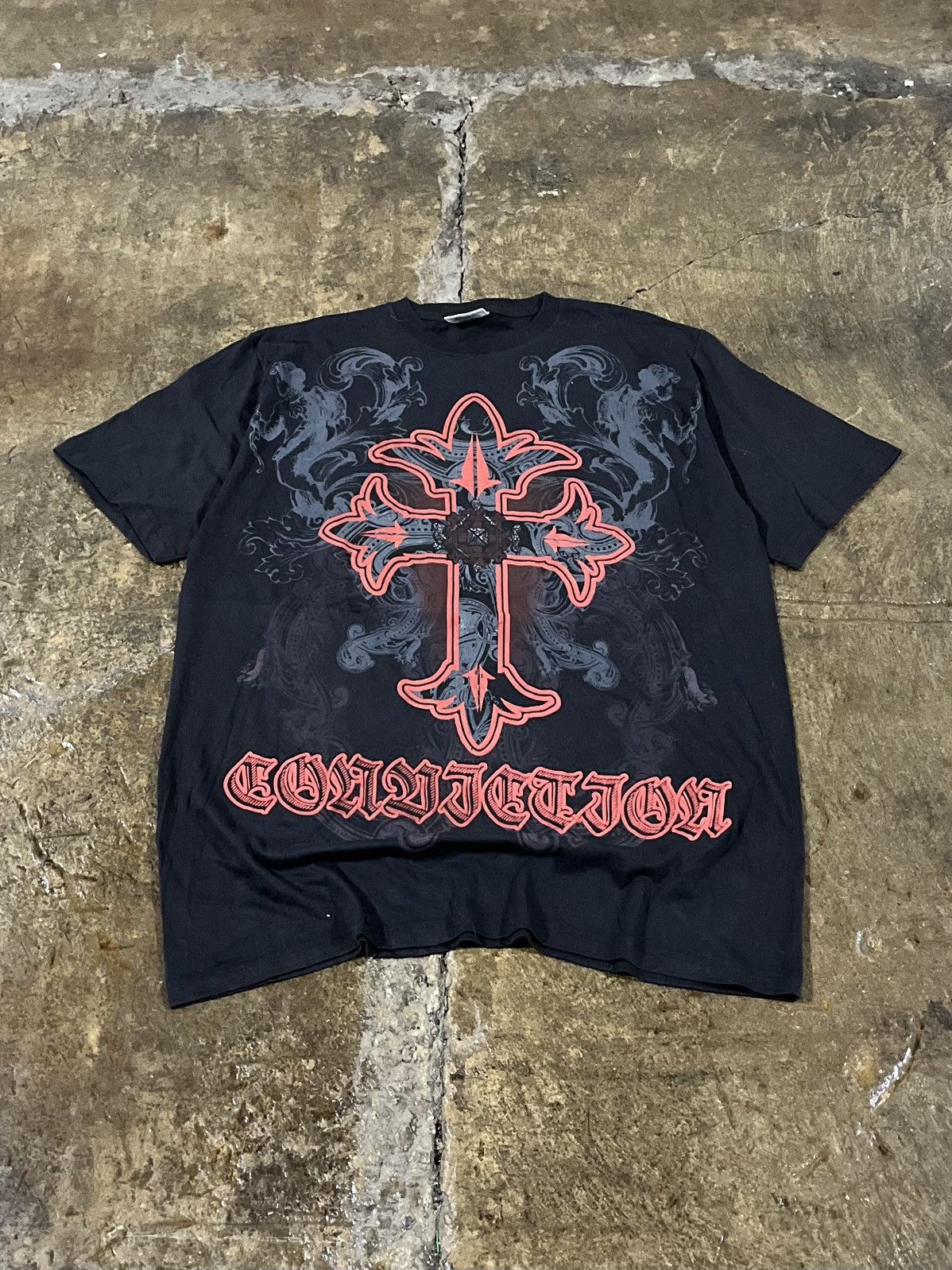 Affliction × Tapout × Vintage Crazy Y2K Affliction Style Grunge Goth Cross Skater Tee Size US XL / EU 56 / 4 - 1 Thumbnail