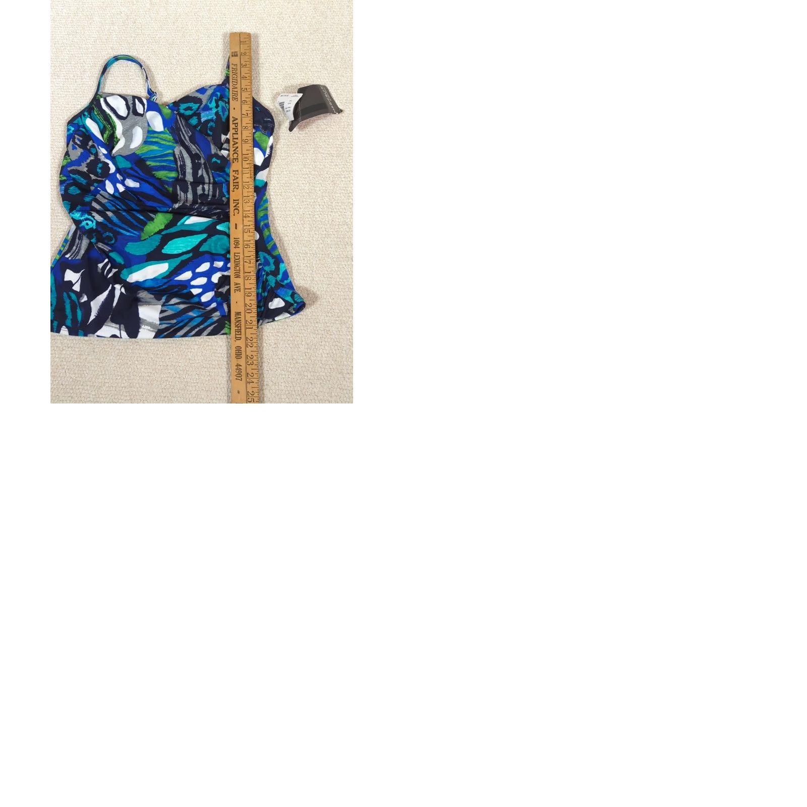 Vintage MAGICSUIT Arianna Tankini Crisscross Ruched Swim Top Sz 14 Colbolt Blue Multi Animal Print Built-In Bra Adjustable Strap Nylon Spandex Ladies Beach Size XL / US 12-14 / IT 48-50 - 9 Thumbnail
