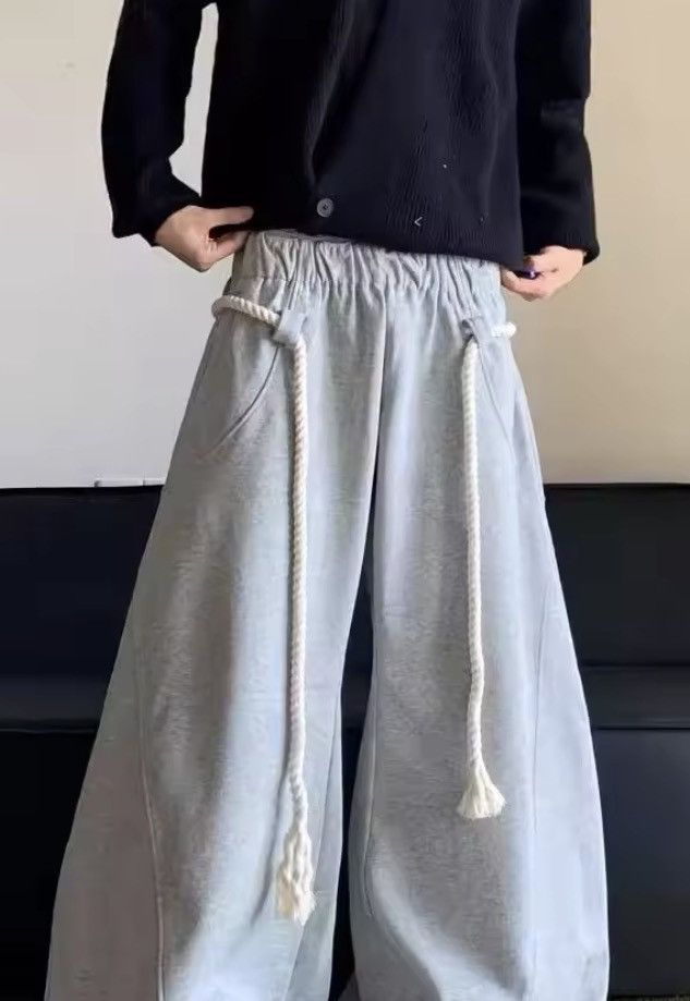 Japanese Brand Rope-Belt Wide Leg Sweatpants Size US 32 / EU 48 - 5 Thumbnail