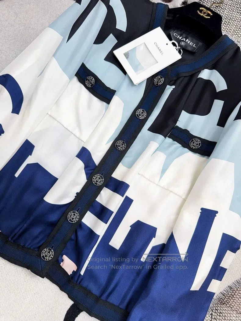 Chanel Chanel 20S roof series letter design sense silk shirt jack Size XS / US 0-2 / IT 36-38 - 3 Thumbnail