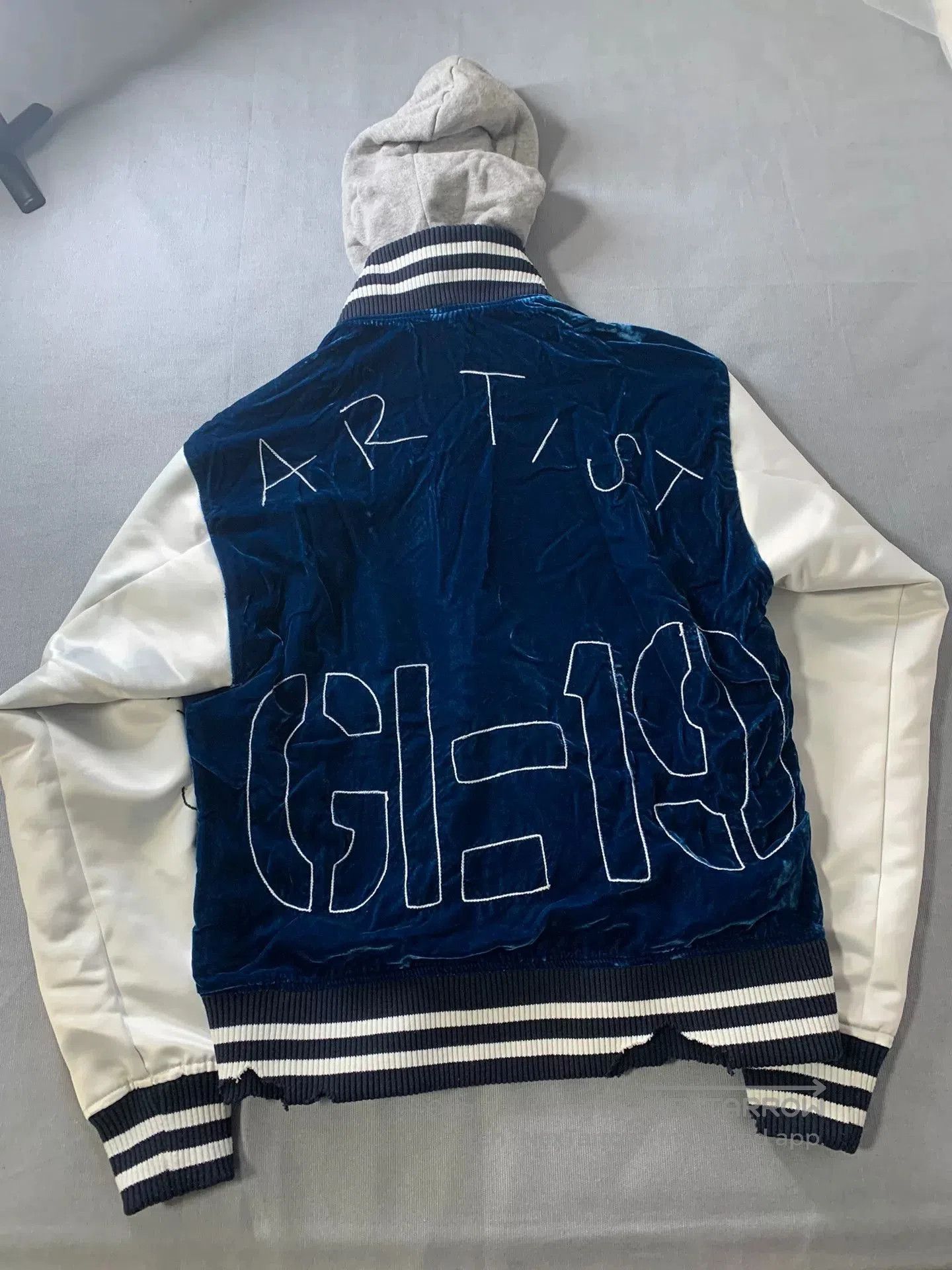 Greg Laurent Blue Velvet Baseball Jacket.