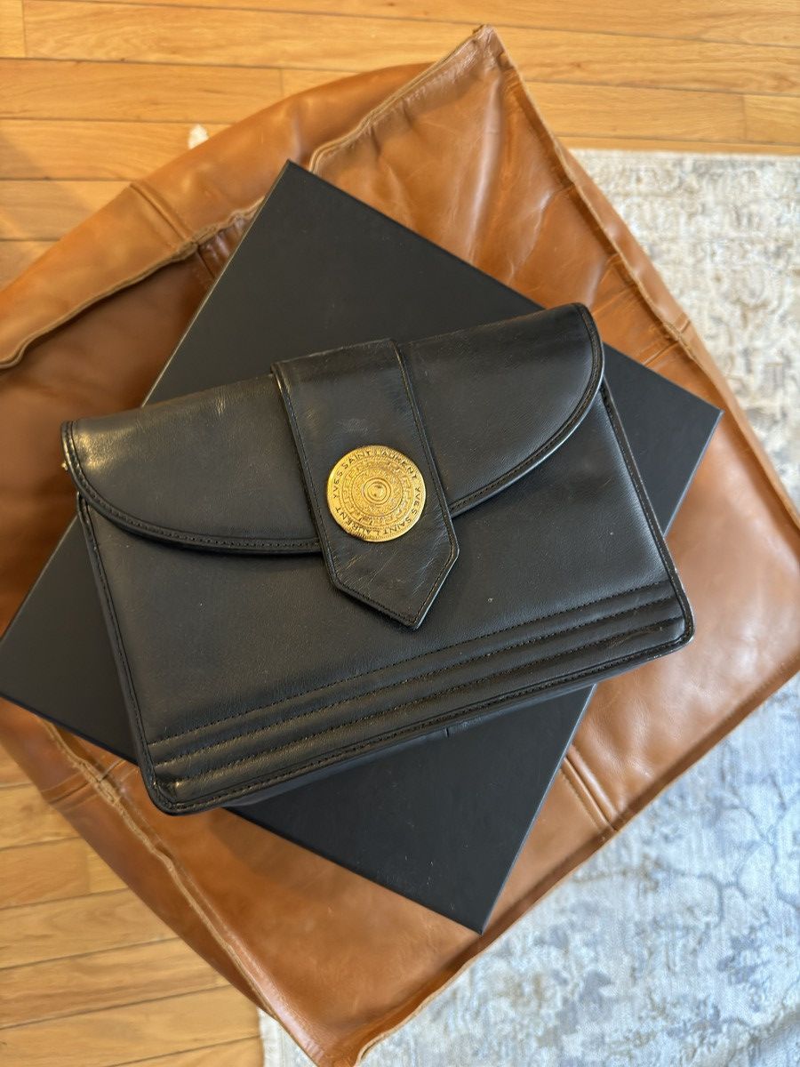 image of YVES Saint Laurent Vintage YSL Aztec Medallion Bag in Black, Women's