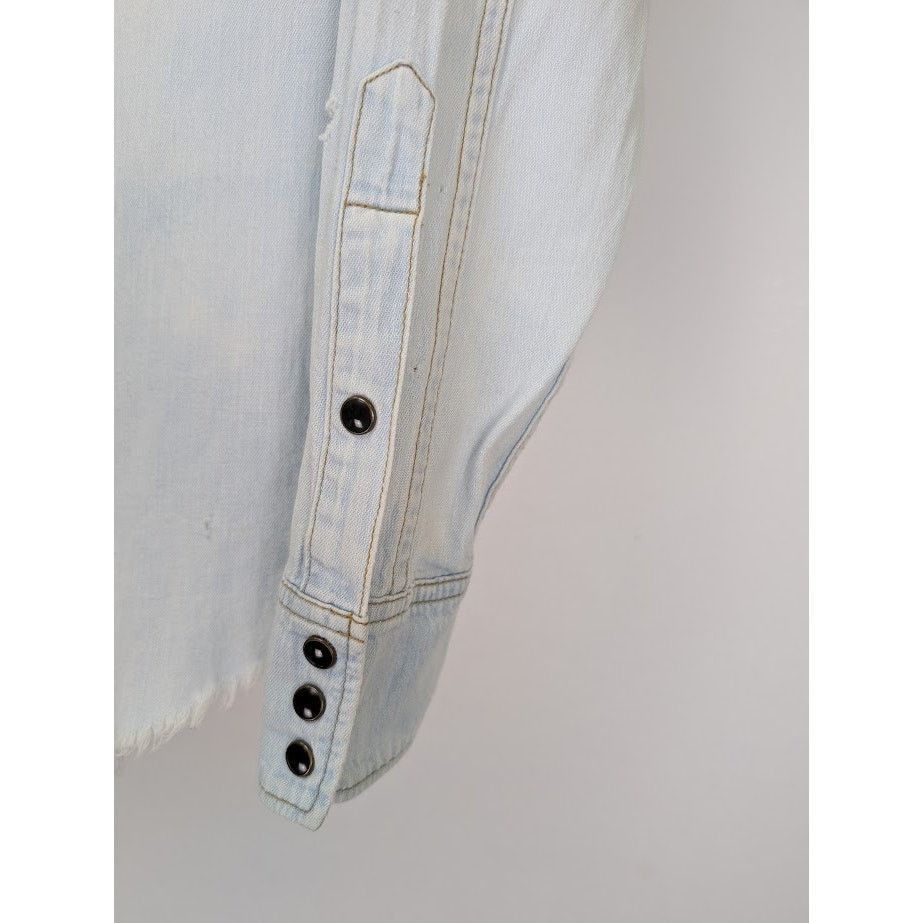 Saint Laurent Paris o1rshd1 CC20 Distressed Western Shirt in Sky Blue Size US M / EU 48-50 / 2 - 3 Thumbnail