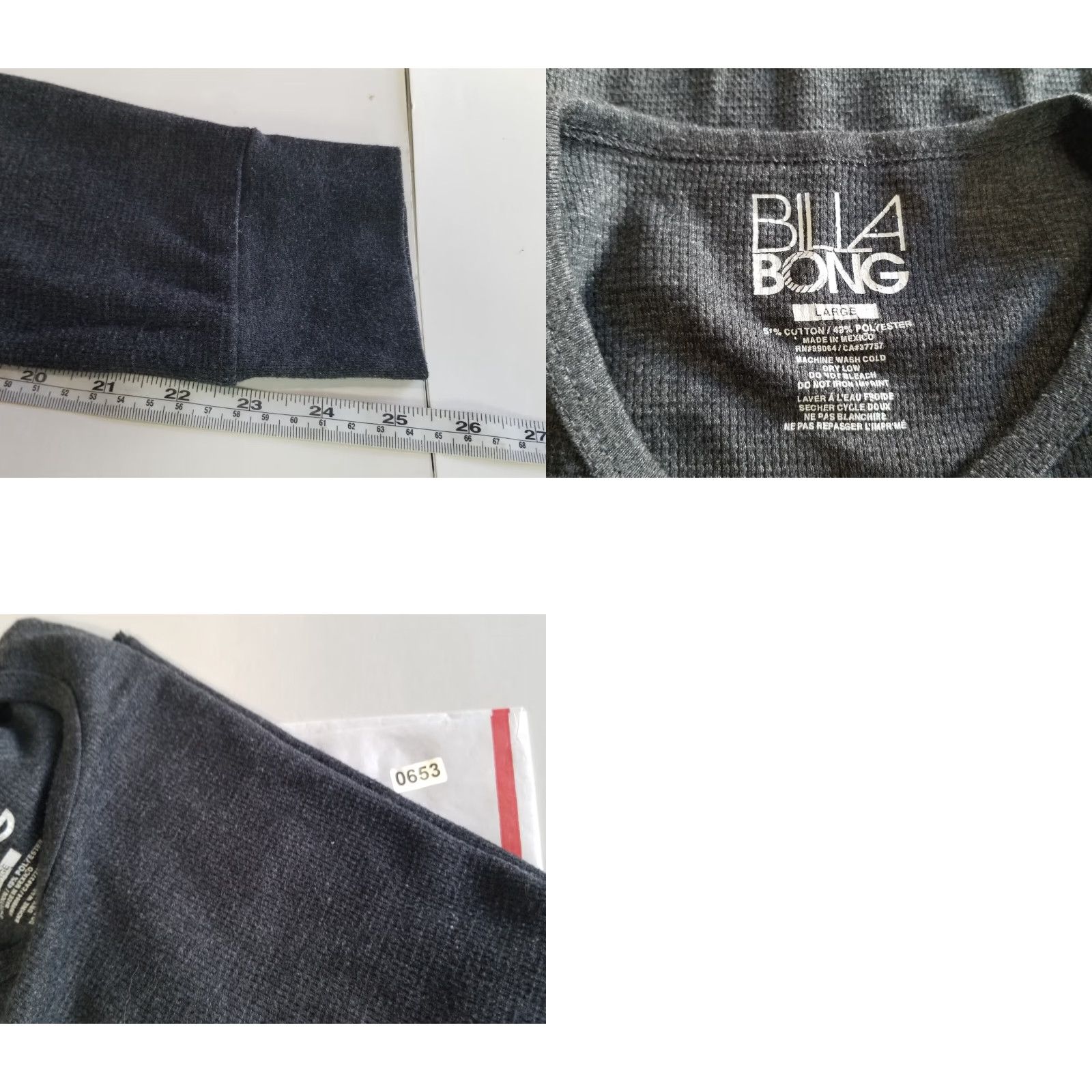 Billabong Billabong Mens Shirt Long Sleeve Size L Gray Cotton Crew Neck Logo City Modern Vintage? No (ignore) Size US L / EU 52-54 / 3 - 8 Thumbnail