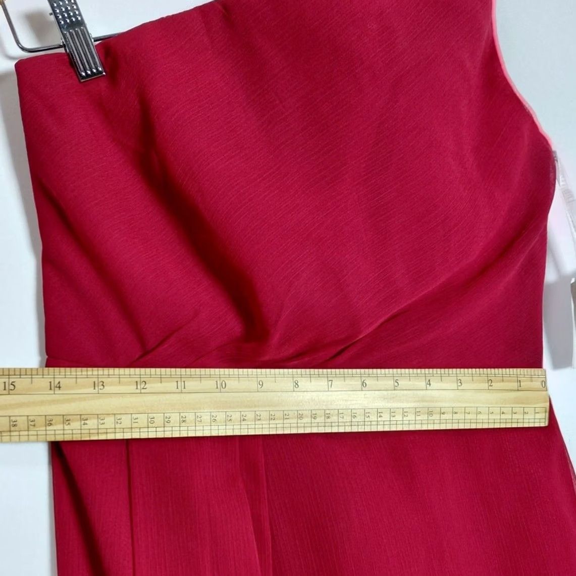 Vintage NWT New title: David'S Bridal Red One Shoulder Knee Length Women Size 8 Dress - Solid Polyester Size M / US 6-8 / IT 42-44 - 7 Thumbnail