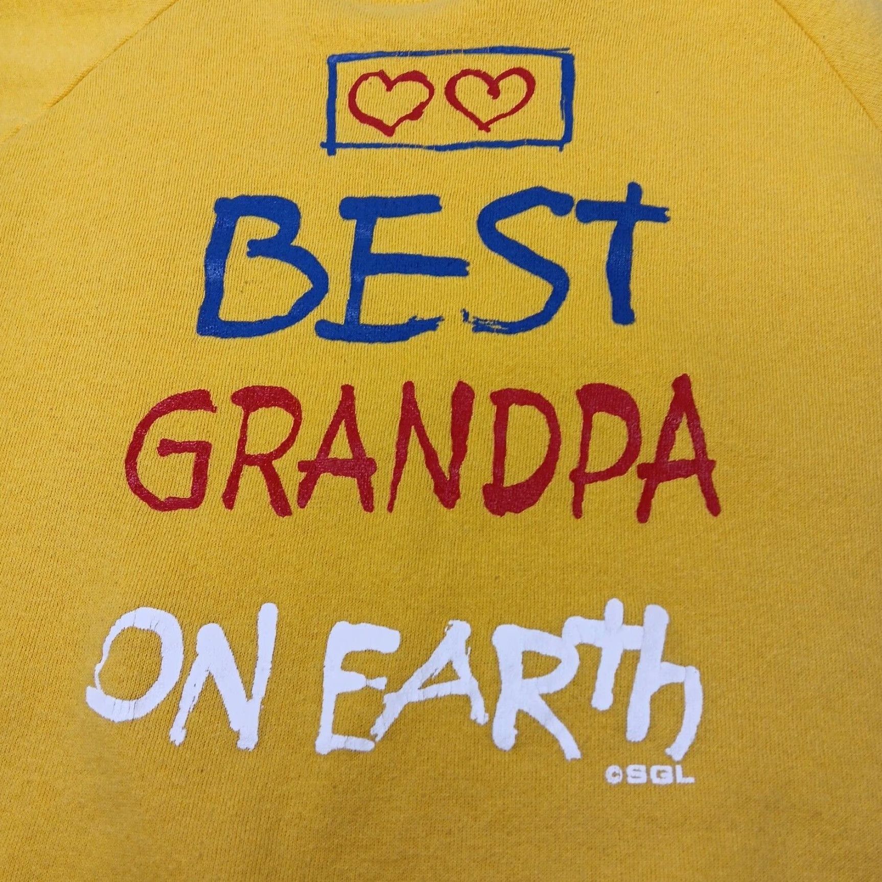 Vintage VINTAGE B.J. Design Grandpa on Earth Sweatshirt Crewneck USA Made Large Yellow Raglan Long Sleeve Men's Regular L Graphic Print Size US L / EU 52-54 / 3 - 2 Thumbnail