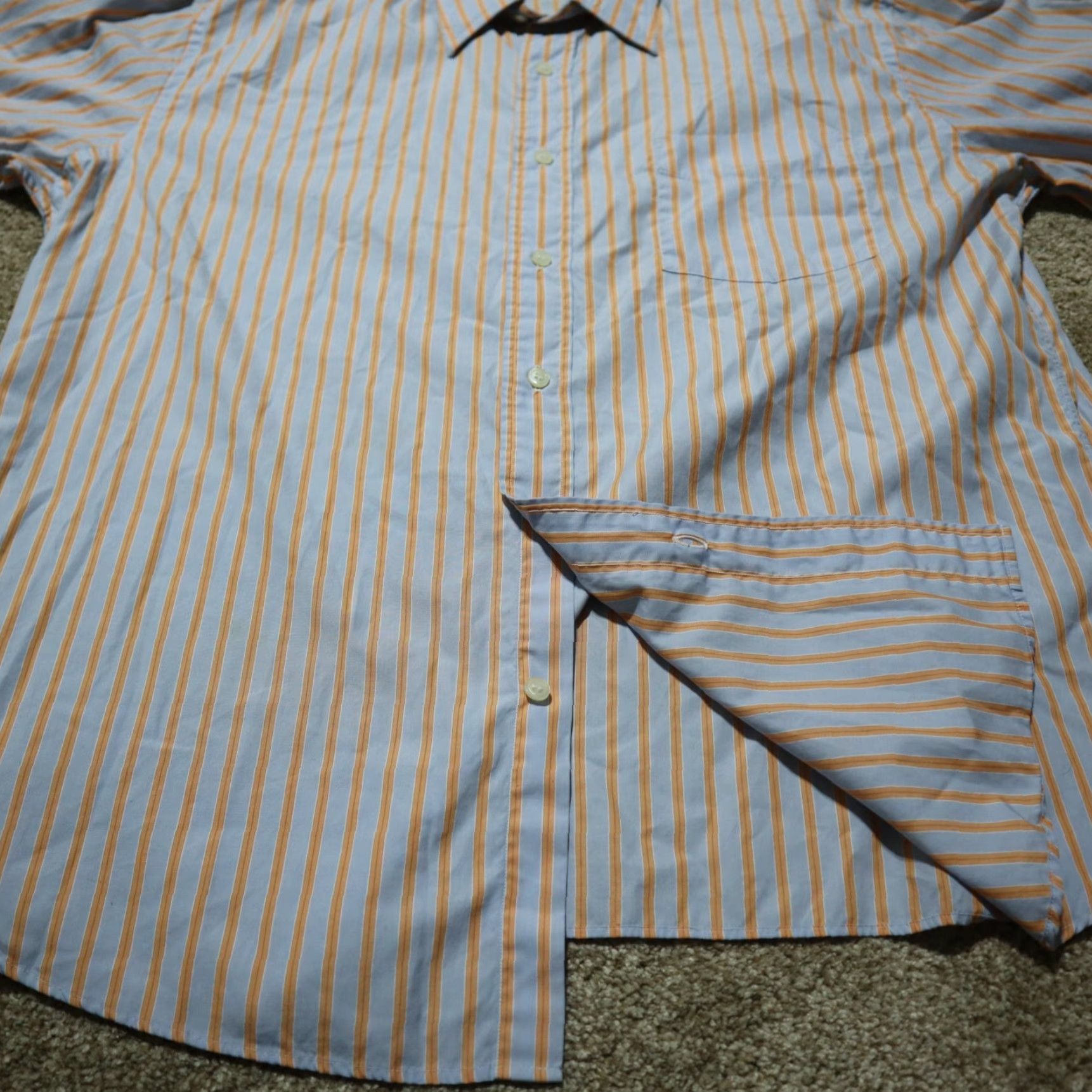 J.Crew J.Crew Men's Button up Shirt 2 ply Blue With Orange Stripes Size 17 17.5 Size US XL / EU 56 / 4 - 6 Thumbnail