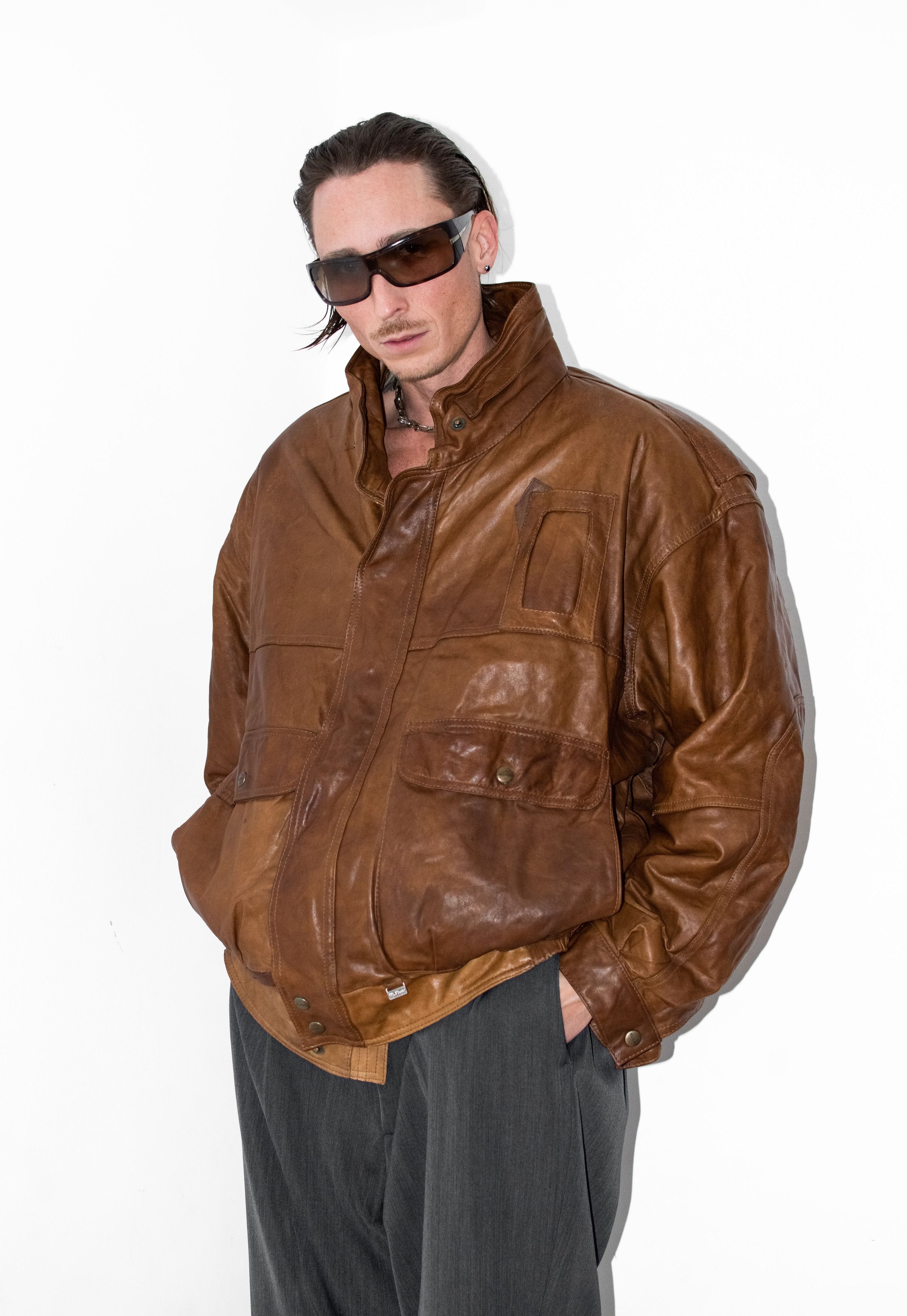 Designer × Vintage Vintage Oversize Real Leather Jacket Brown Jacket Size US XXL / EU 58 / 5 - 6 Thumbnail