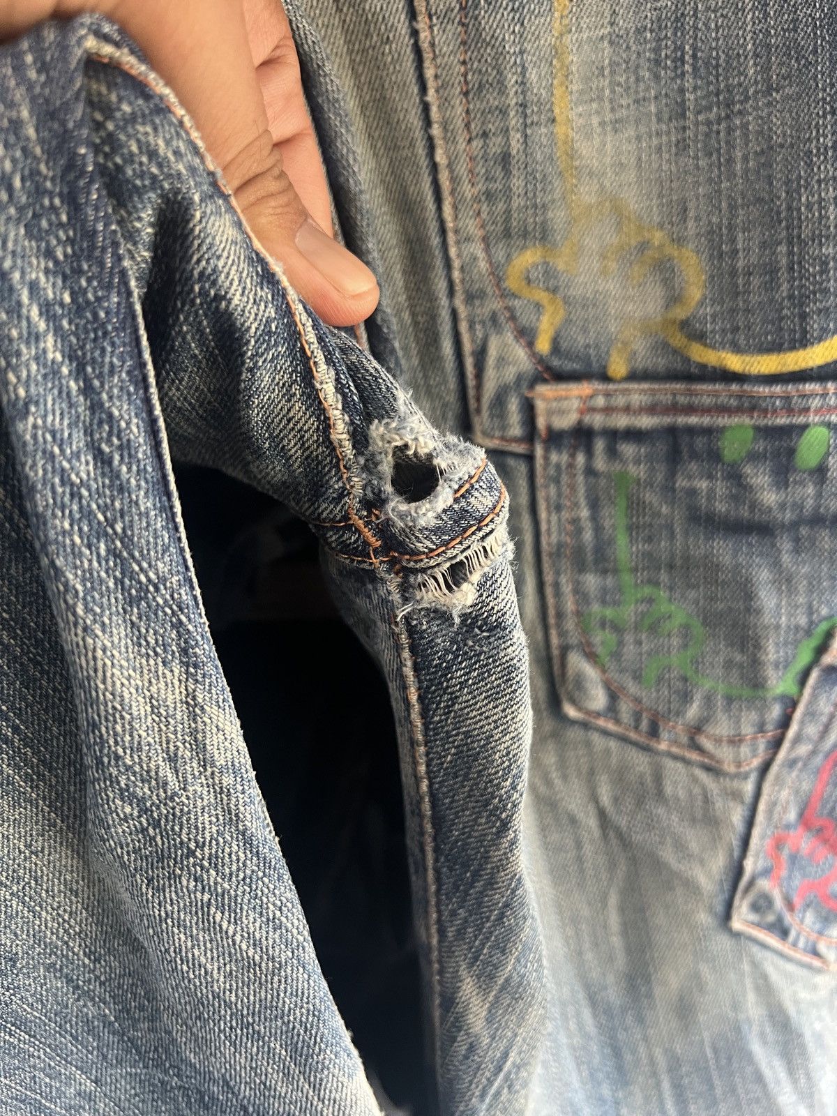 If Six Was Nine 🔥Mr Men Little Miss Multipockets Distressed Denim Size US 30 / EU 46 - 9 Thumbnail